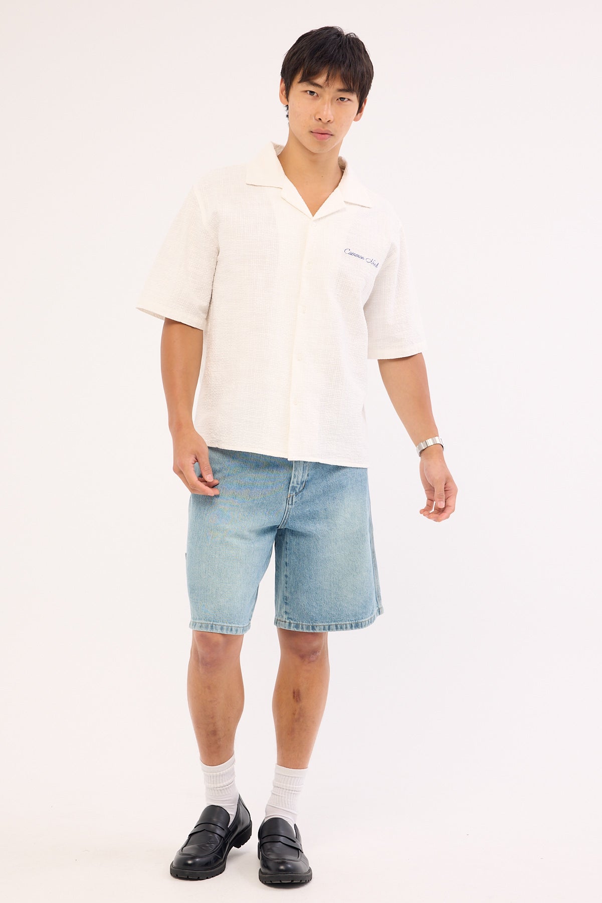 Common Need Terrence Boxy Cropped Resort Shirt White