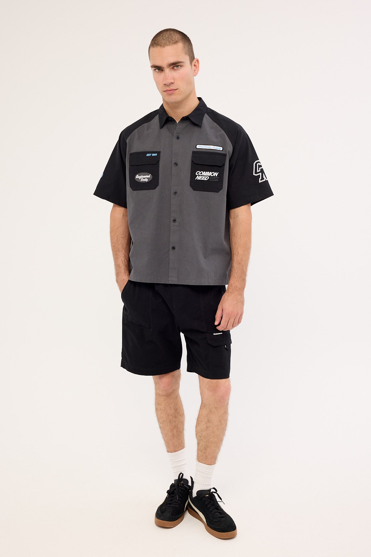 Common Need Ryder Boxy Standard Raglan Shirt Washed Black