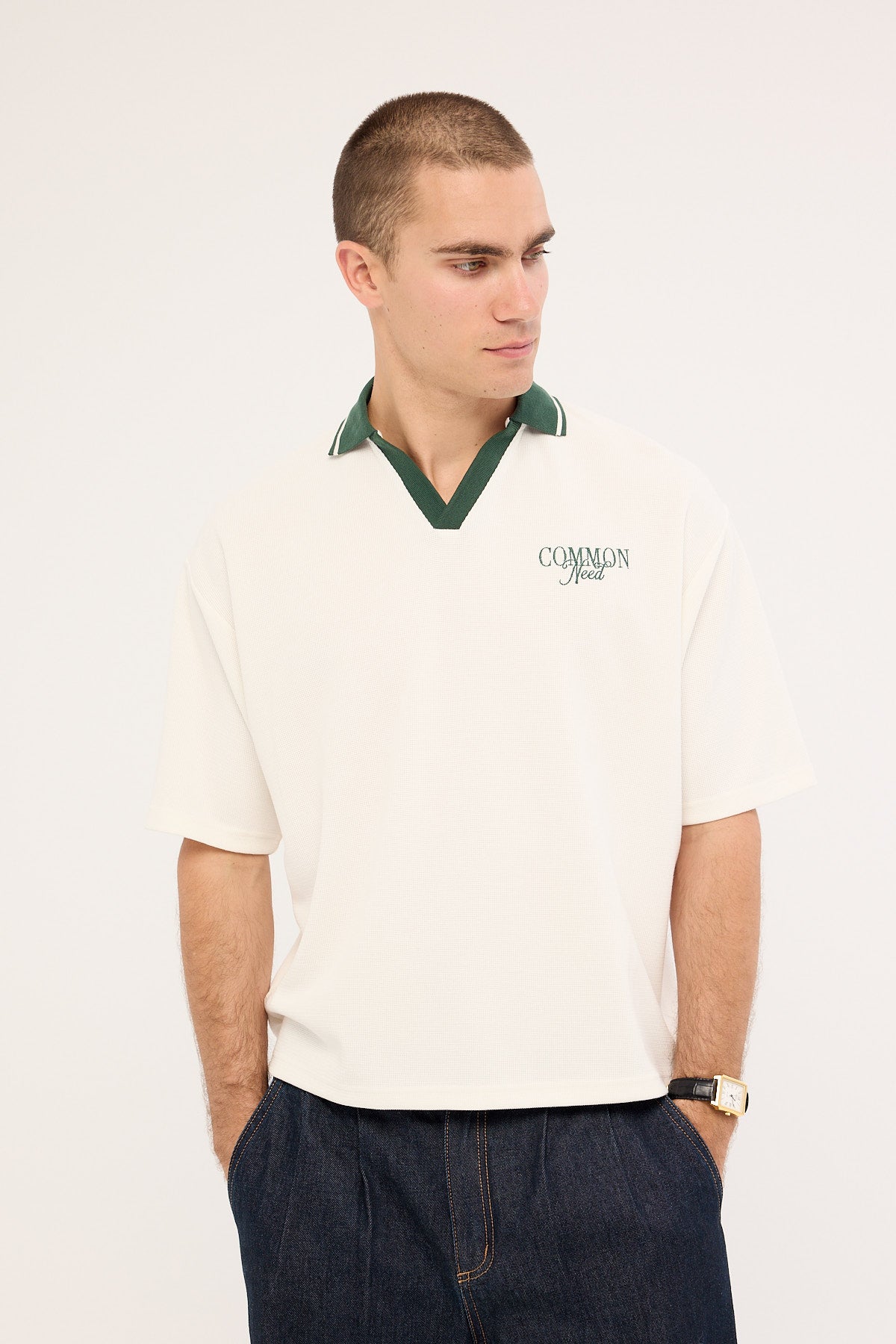 Common Need Charles Boxy Cropped Polo Off White