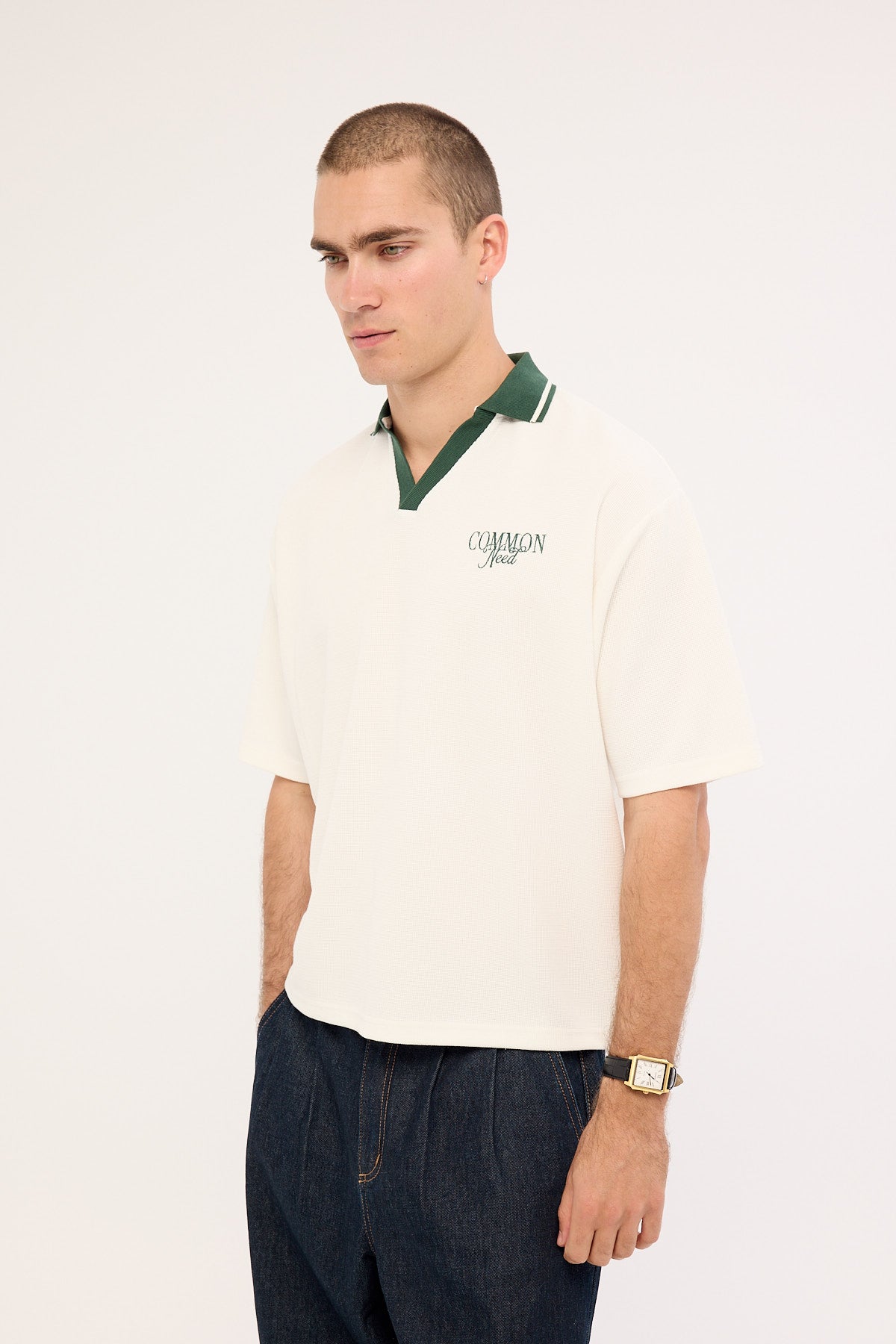 Common Need Charles Boxy Cropped Polo Off White