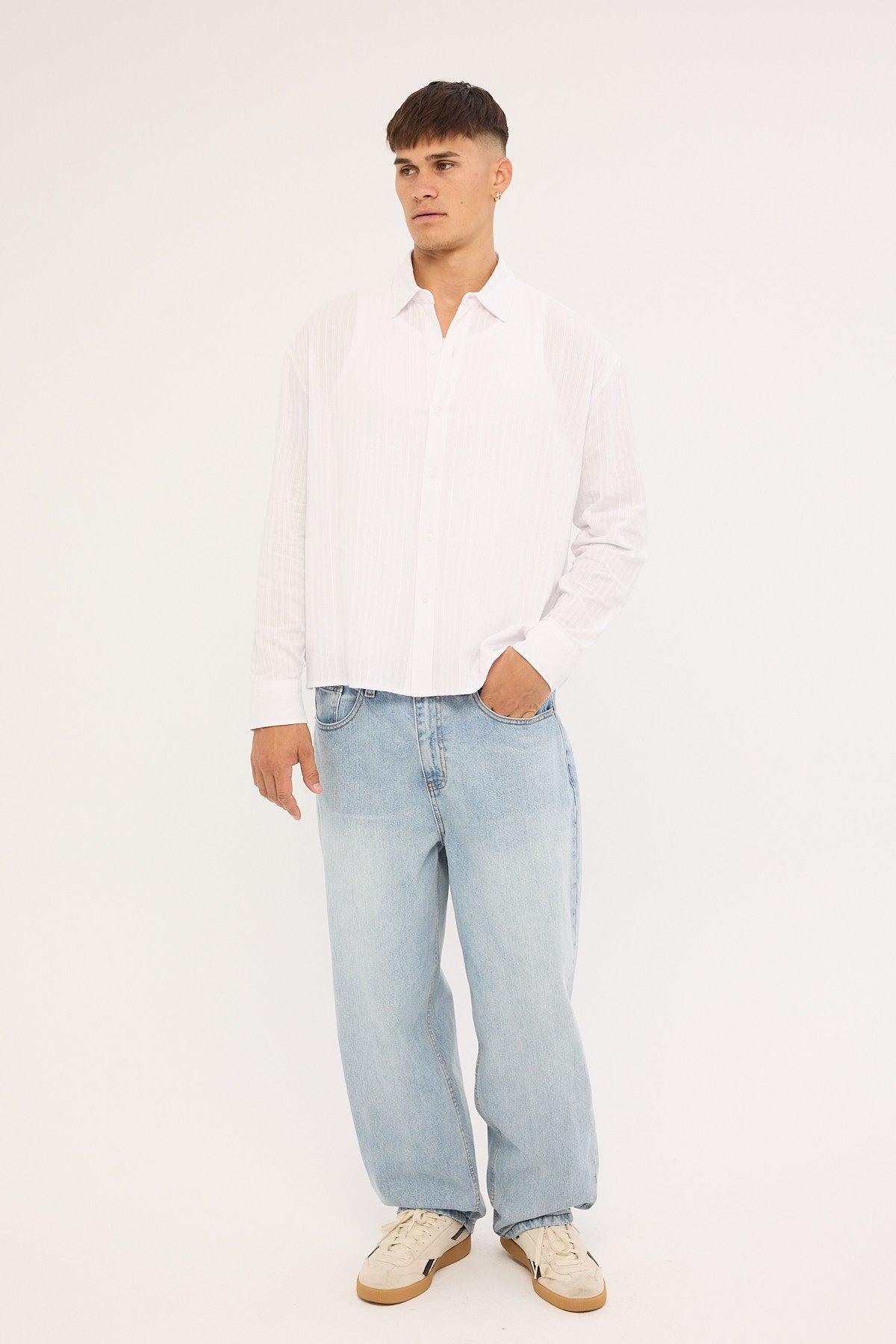 Common Need Vincent Boxy Long Sleeve Resort Shirt Off White