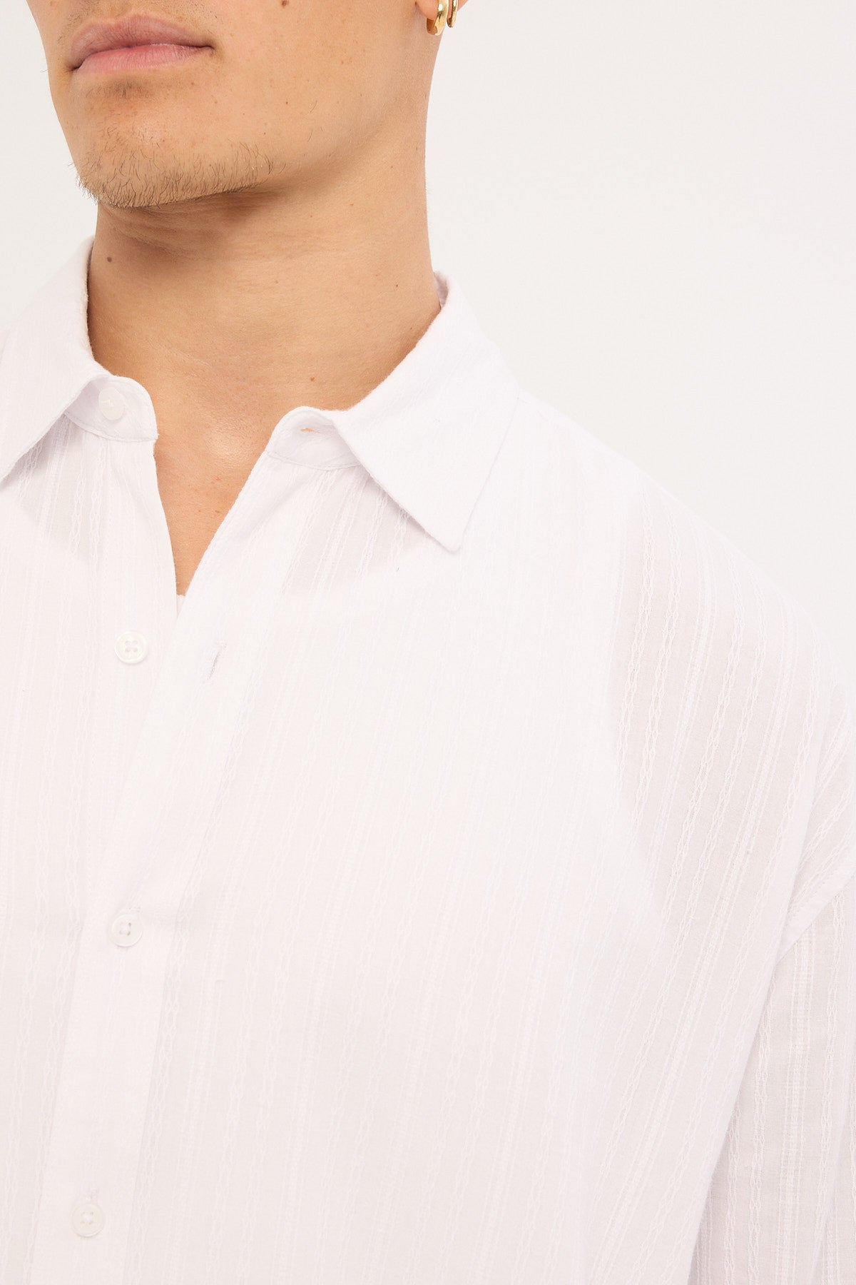 Common Need Vincent Boxy Long Sleeve Resort Shirt Off White