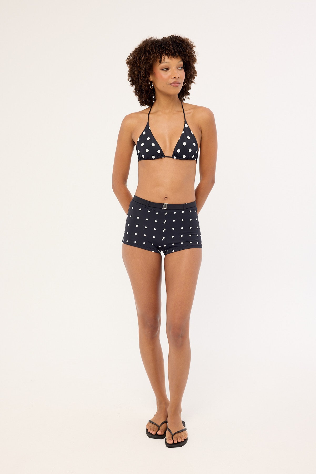 L&t POLKA DOT TIE BIKINI TOP Black Polka