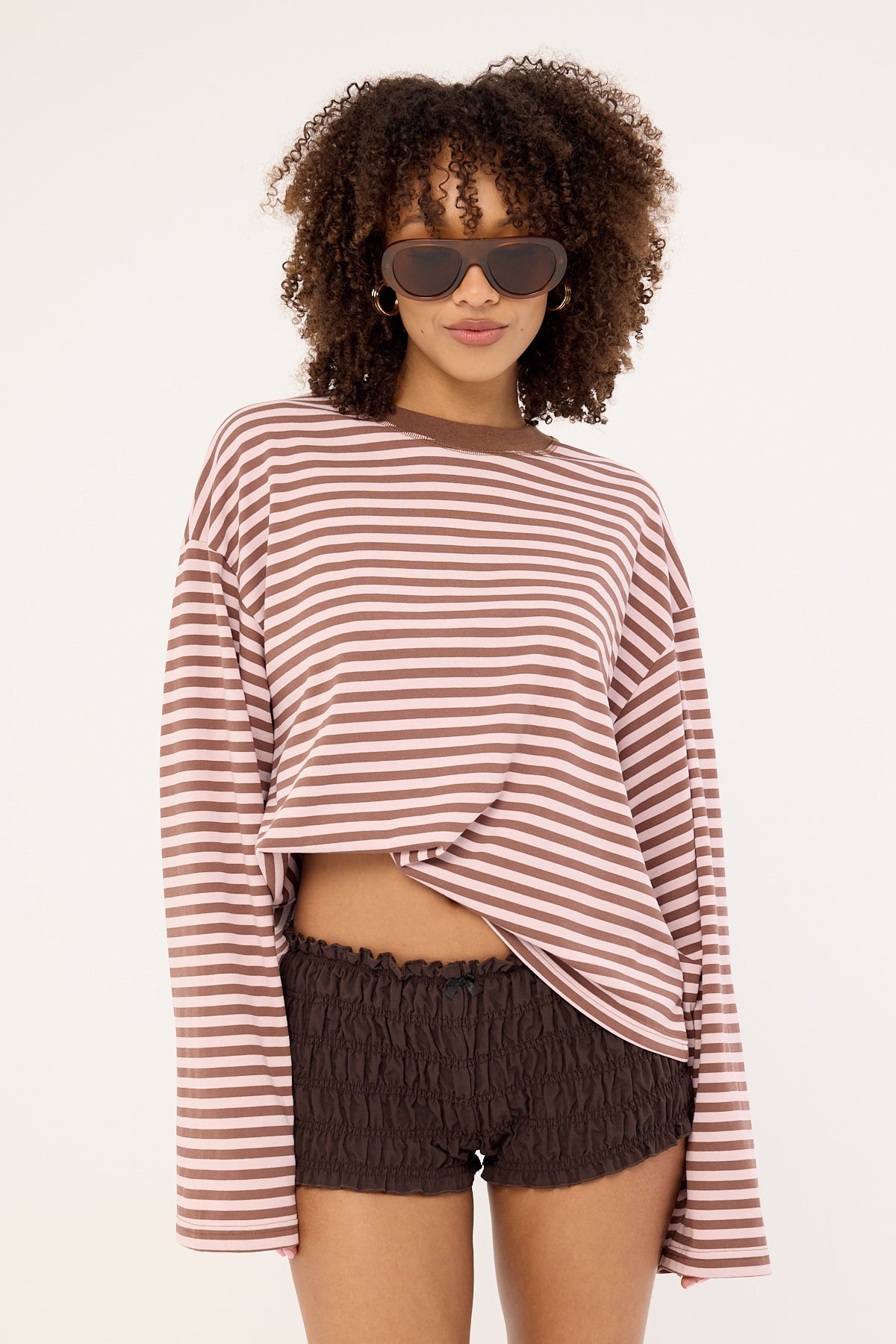 Lioness Bloom Long Sleeve Chocolate Blush Stripe