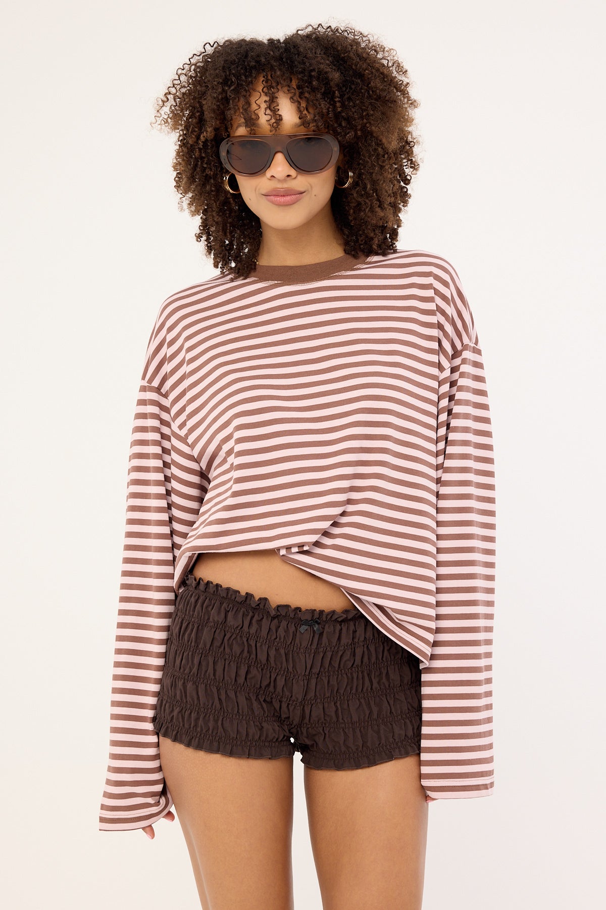 Lioness Bloom Long Sleeve Chocolate Blush Stripe