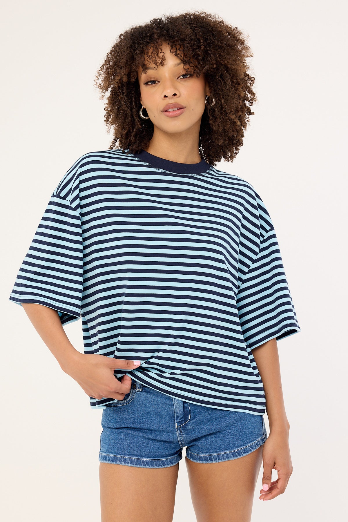 Lioness Bloom Short Sleeve Navy Sea Stripe