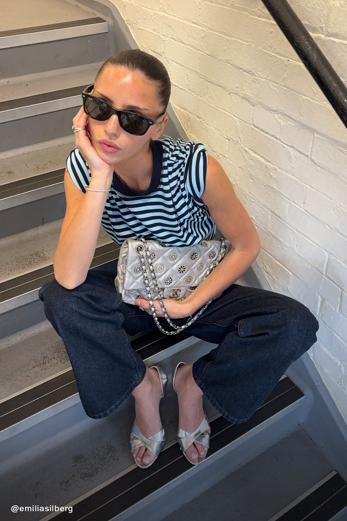 Lioness Bloom Short Sleeve Navy Sea Stripe