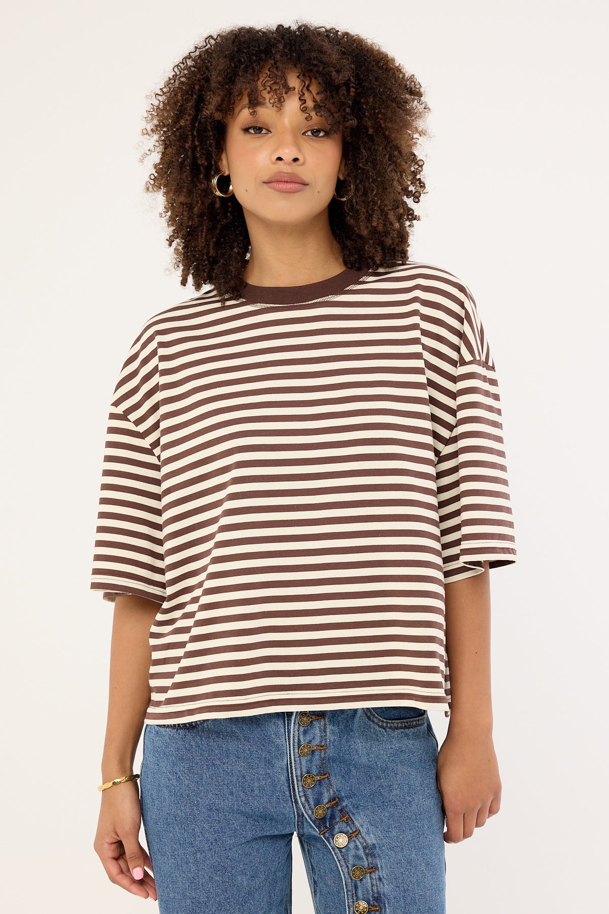 Lioness Bloom Short Sleeve Dark Chocolate Stripe