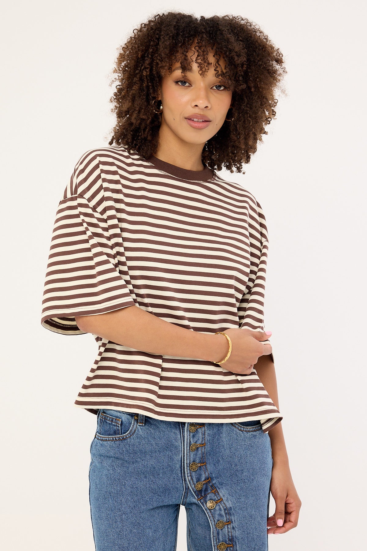 Lioness Bloom Short Sleeve Dark Chocolate Stripe