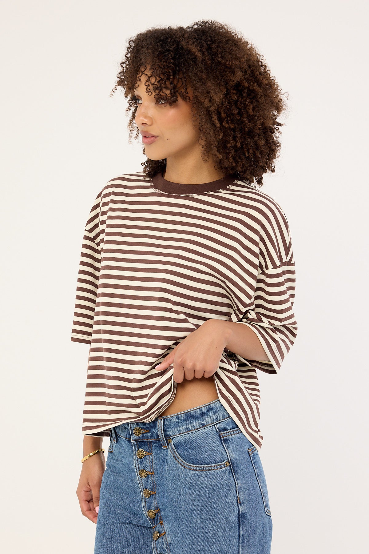 Lioness Bloom Short Sleeve Dark Chocolate Stripe