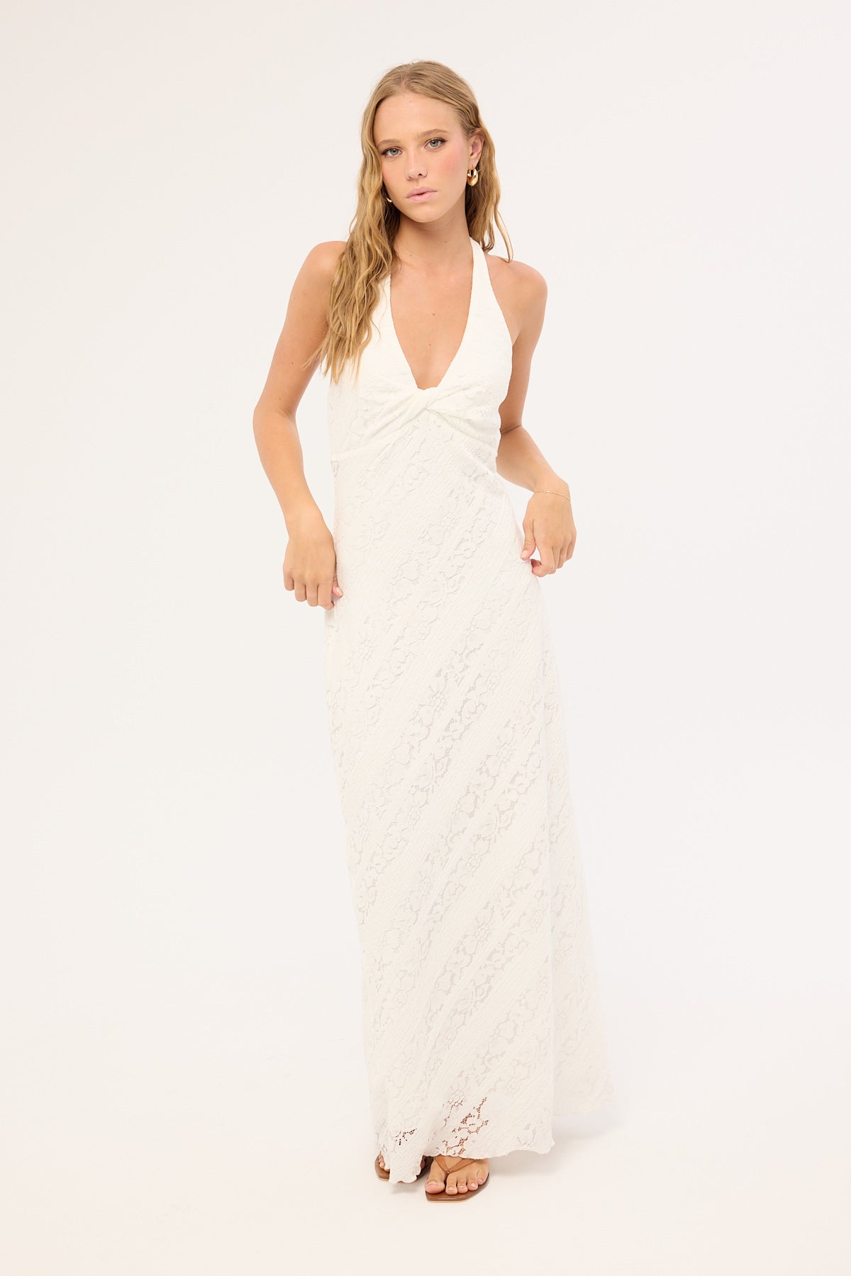 Luck & Trouble Thessia Twist Maxi Dress White