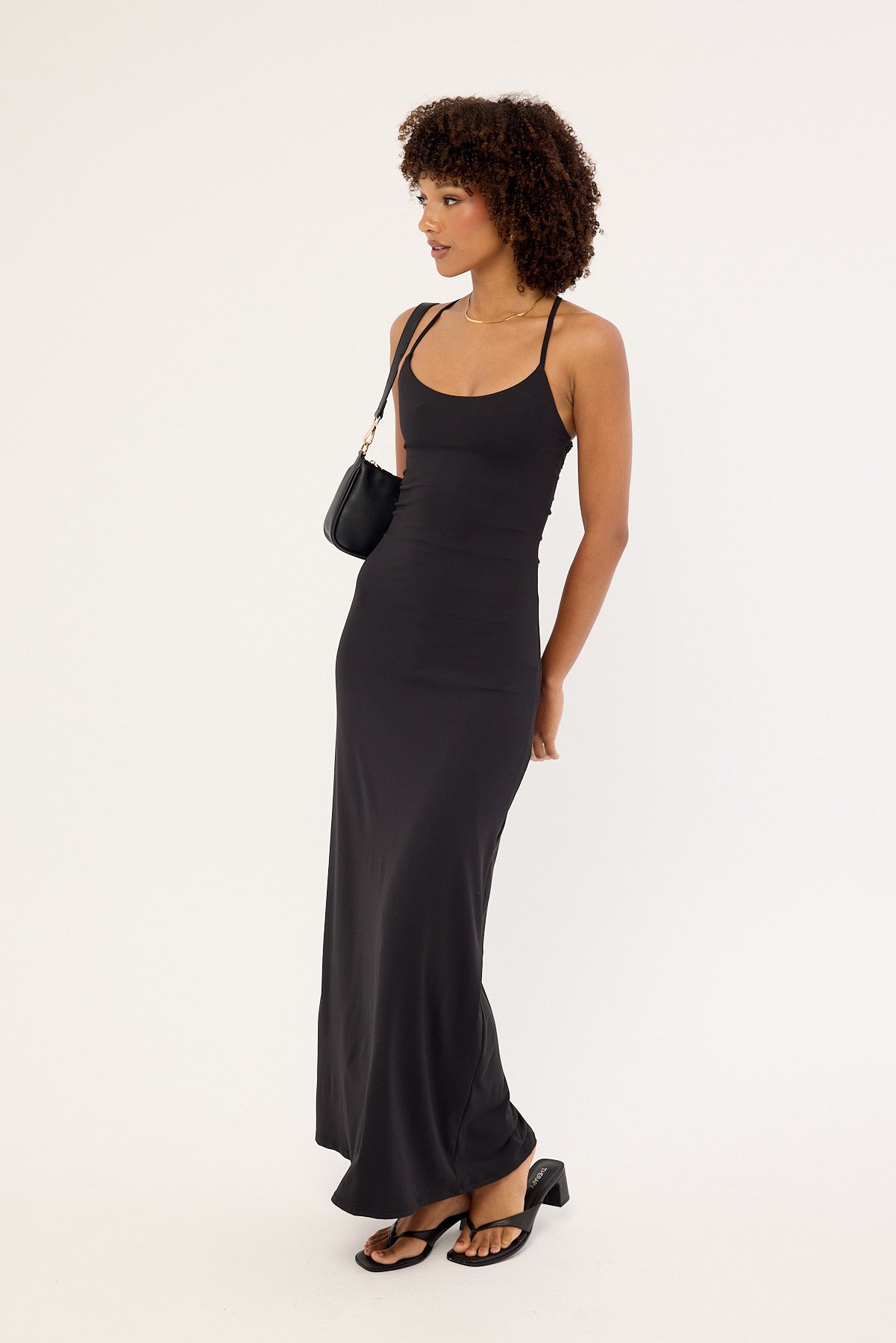 Luck & Trouble Arli Lace Up Back Maxi Dress Black