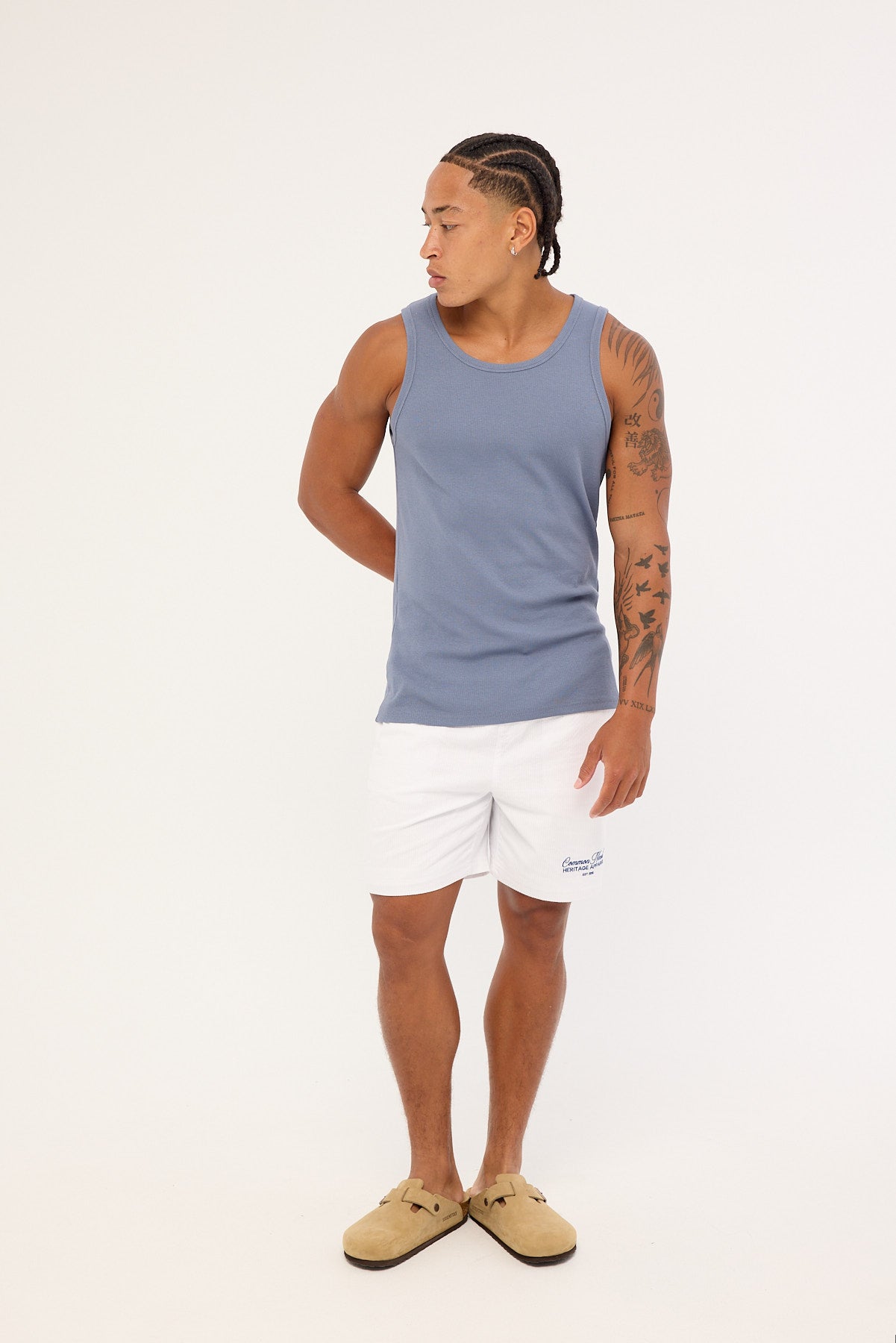 Common Need Royalty Elastic Waist Short White