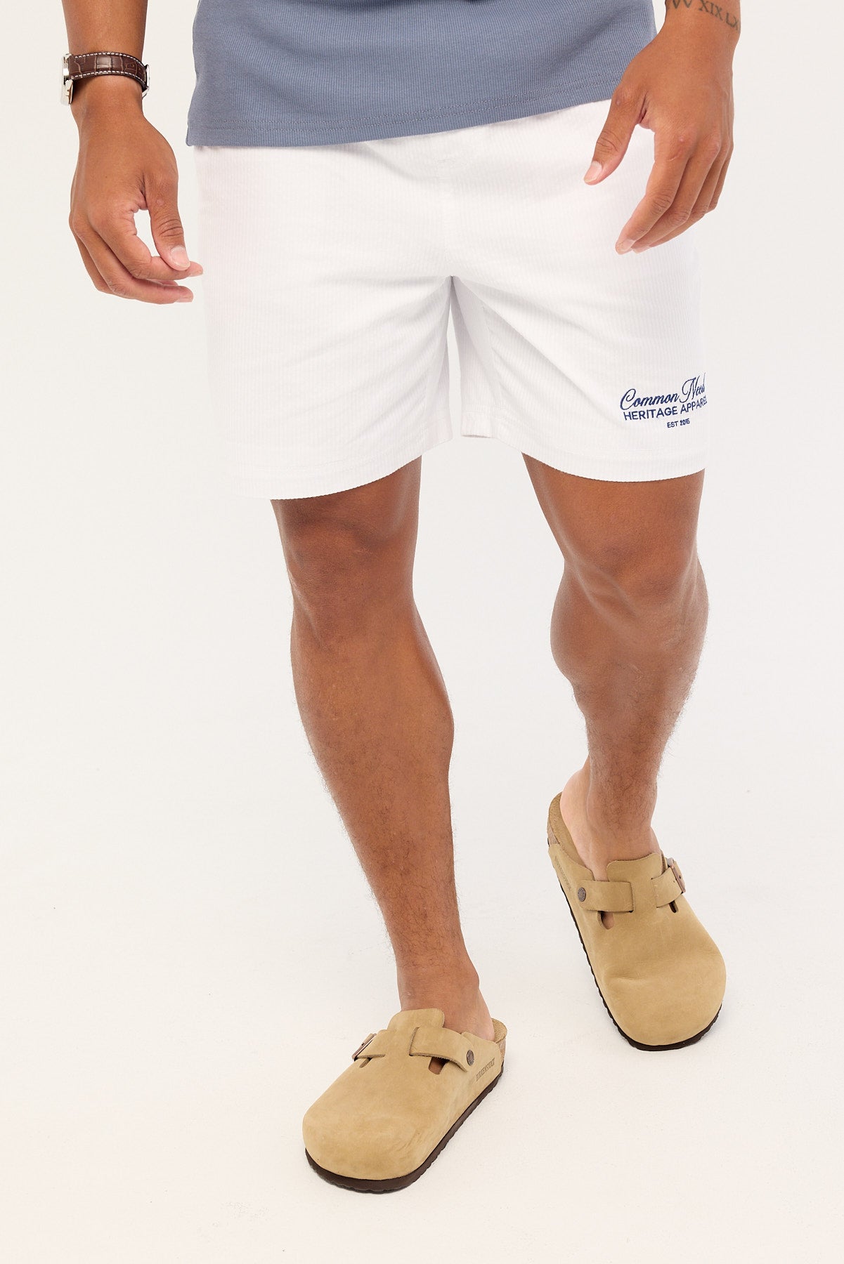 Common Need Royalty Elastic Waist Short White