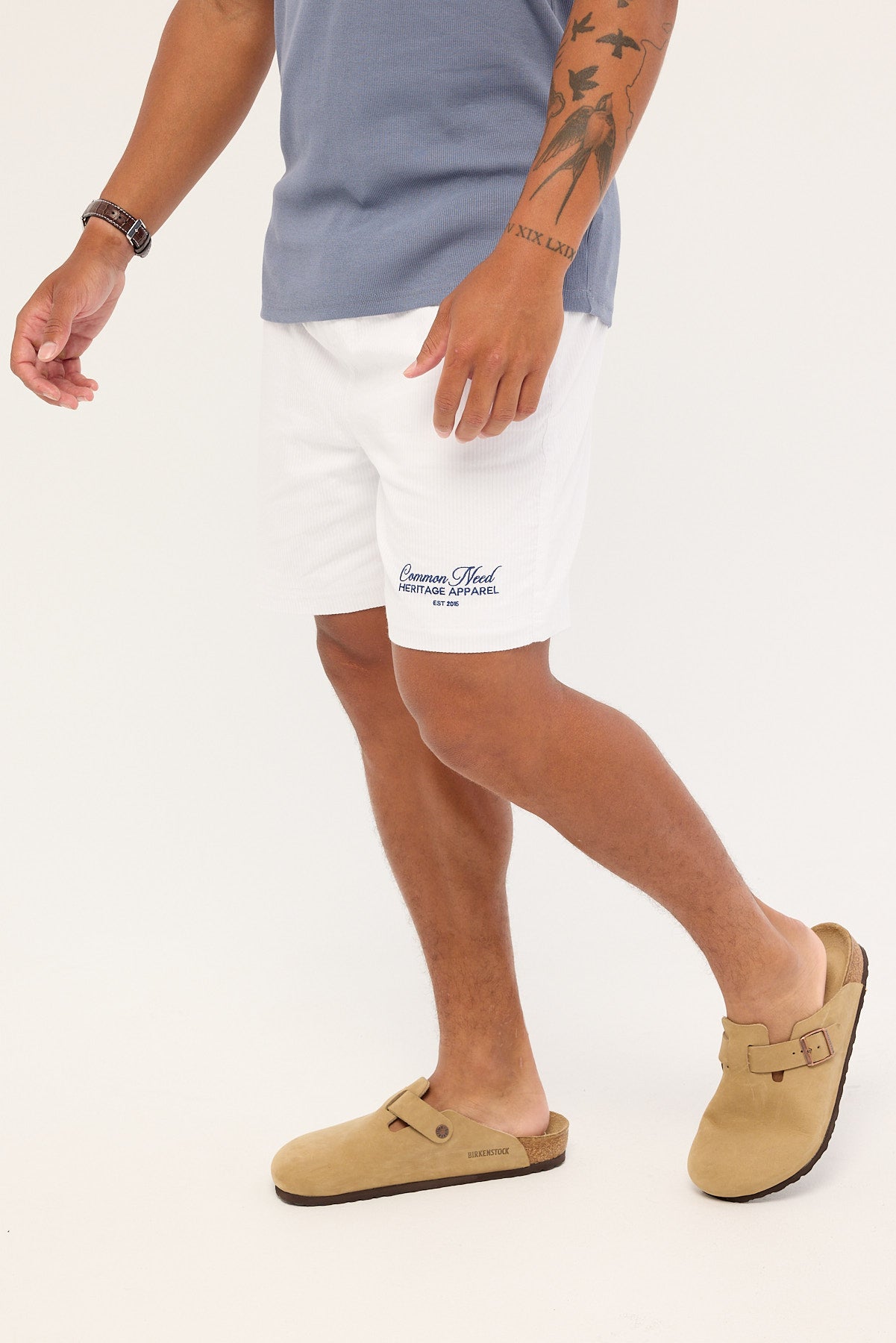 Common Need Royalty Elastic Waist Short White