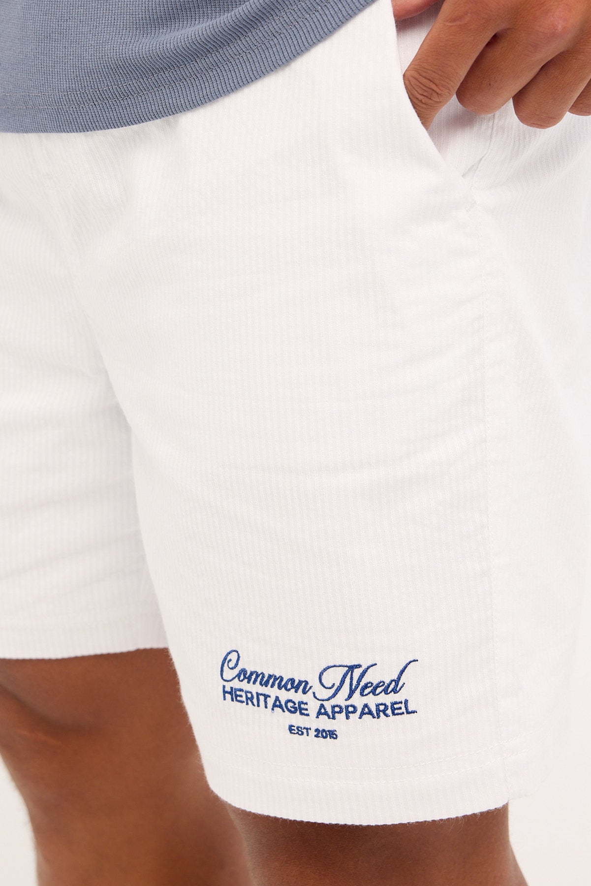 Common Need Royalty Elastic Waist Short White