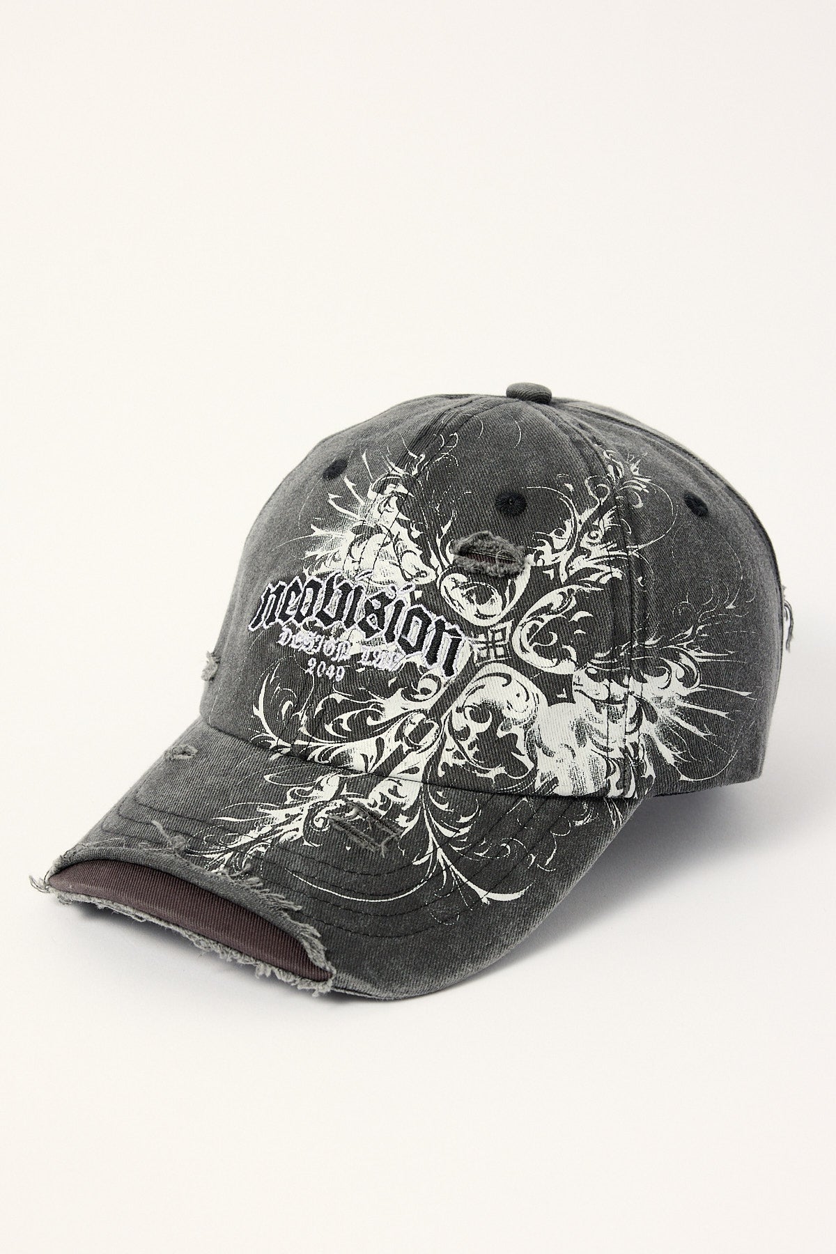Neovision Fallen Cross Distressed Dad Cap Washed Black