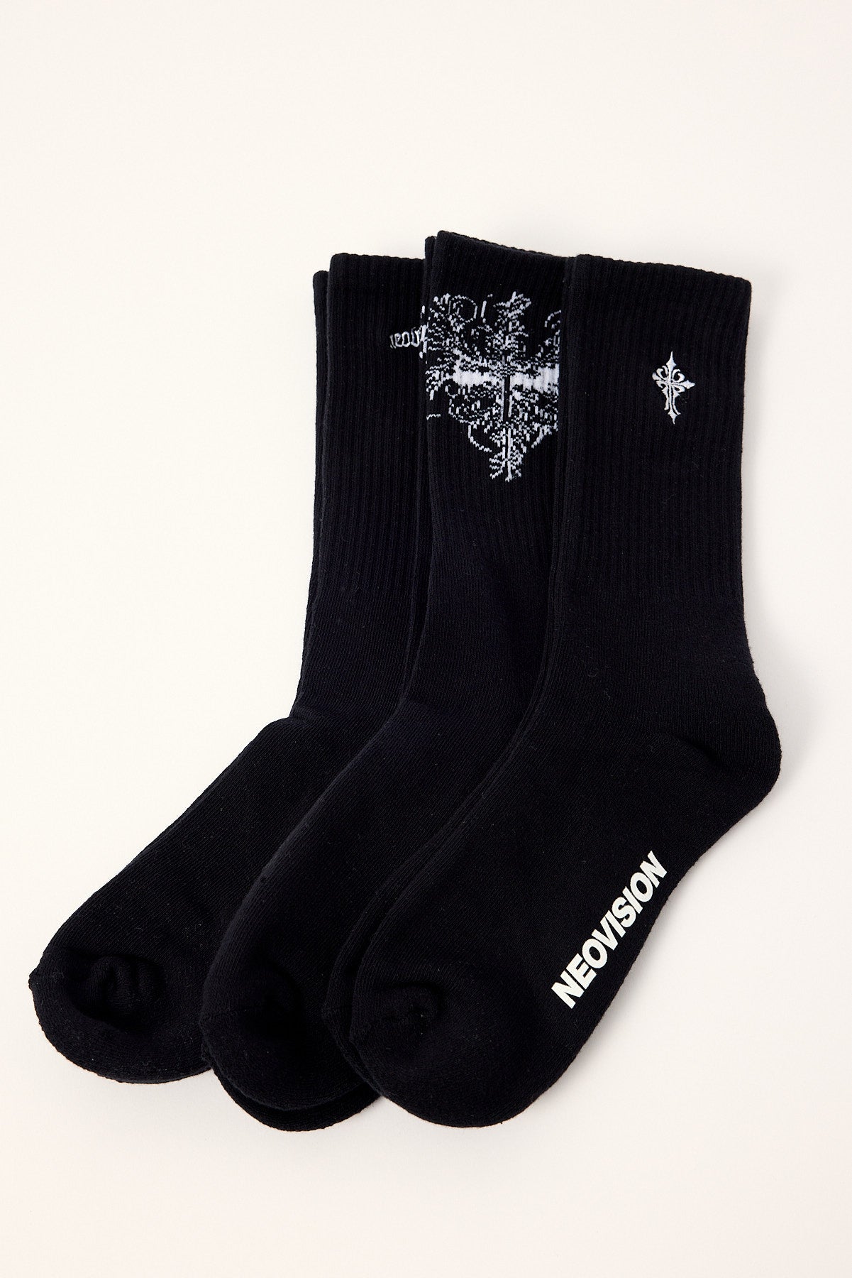 Neovision Fallen Cross Sock 3 Pack Black