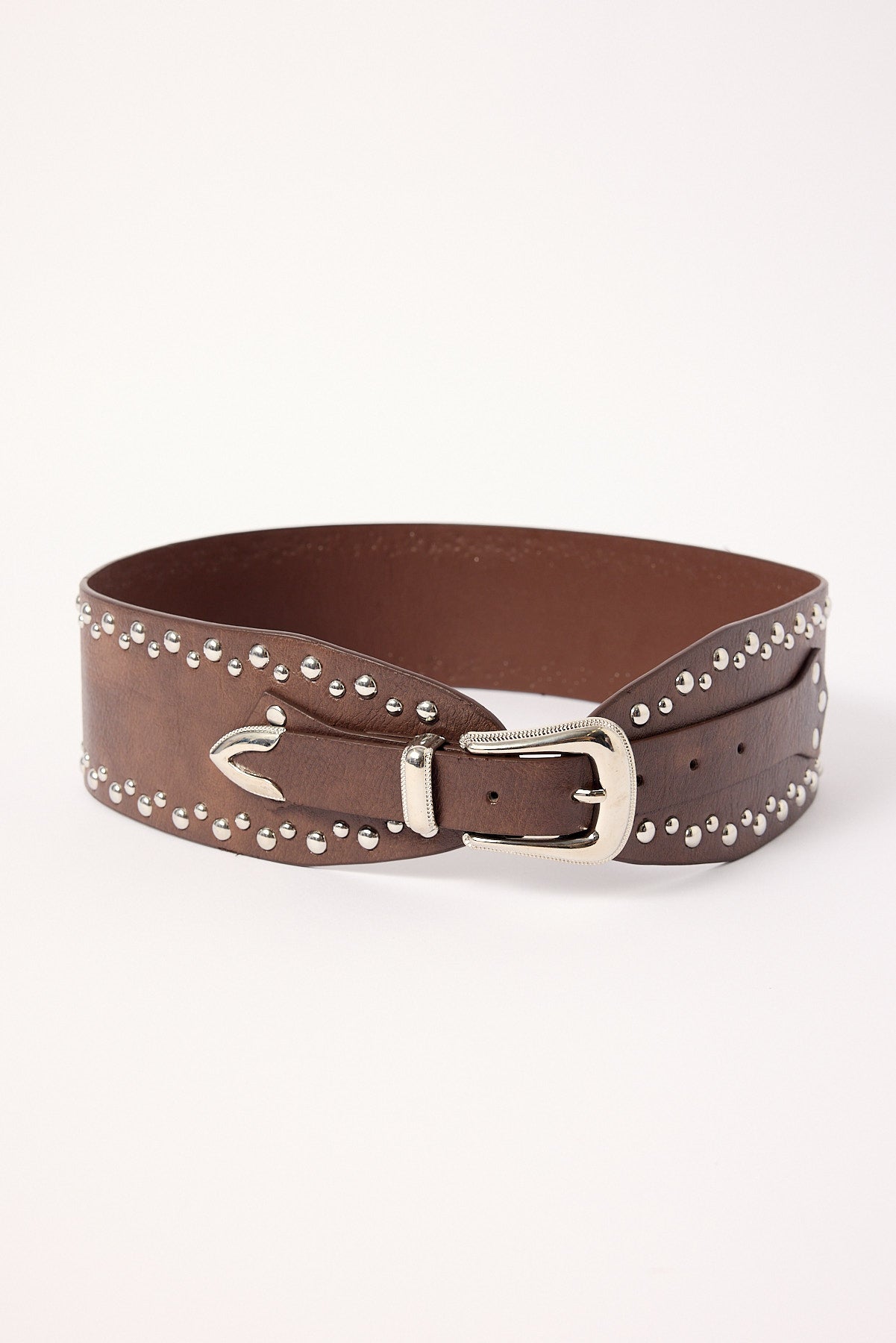 Token Dallis Wide Studded Belt Brown