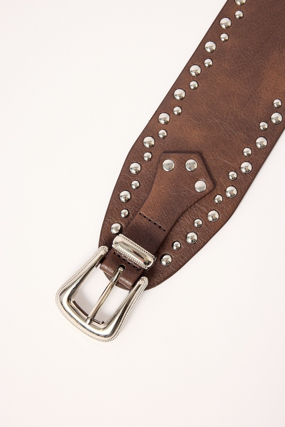 Token Dallis Wide Studded Belt Brown