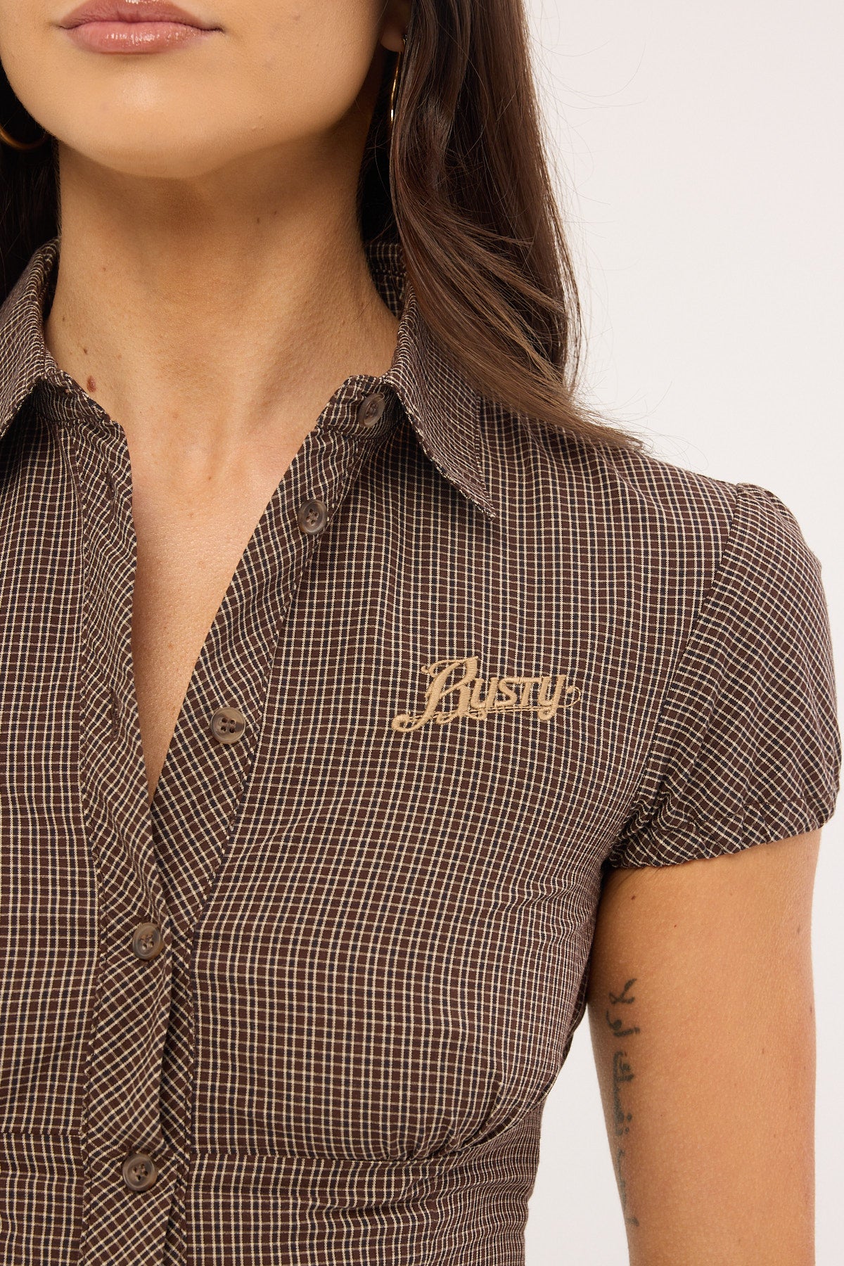 Rusty Missy May Mini Dress Java Plaid