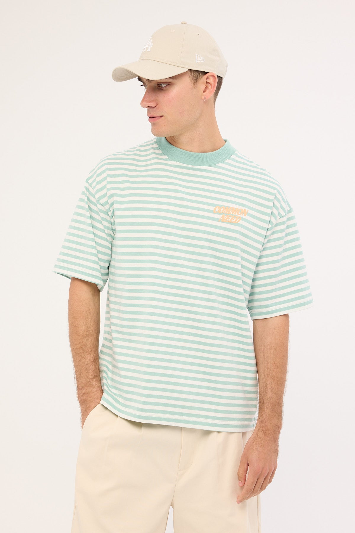 Common Need Flow Easy Tee Sage Stripe
