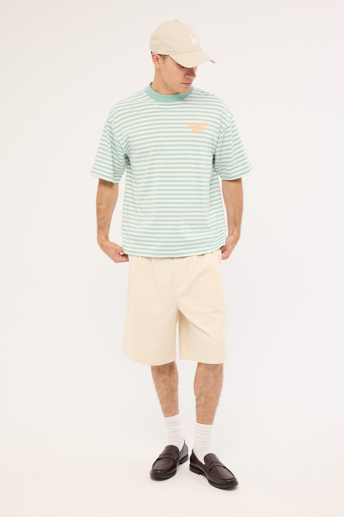Common Need Flow Easy Tee Sage Stripe