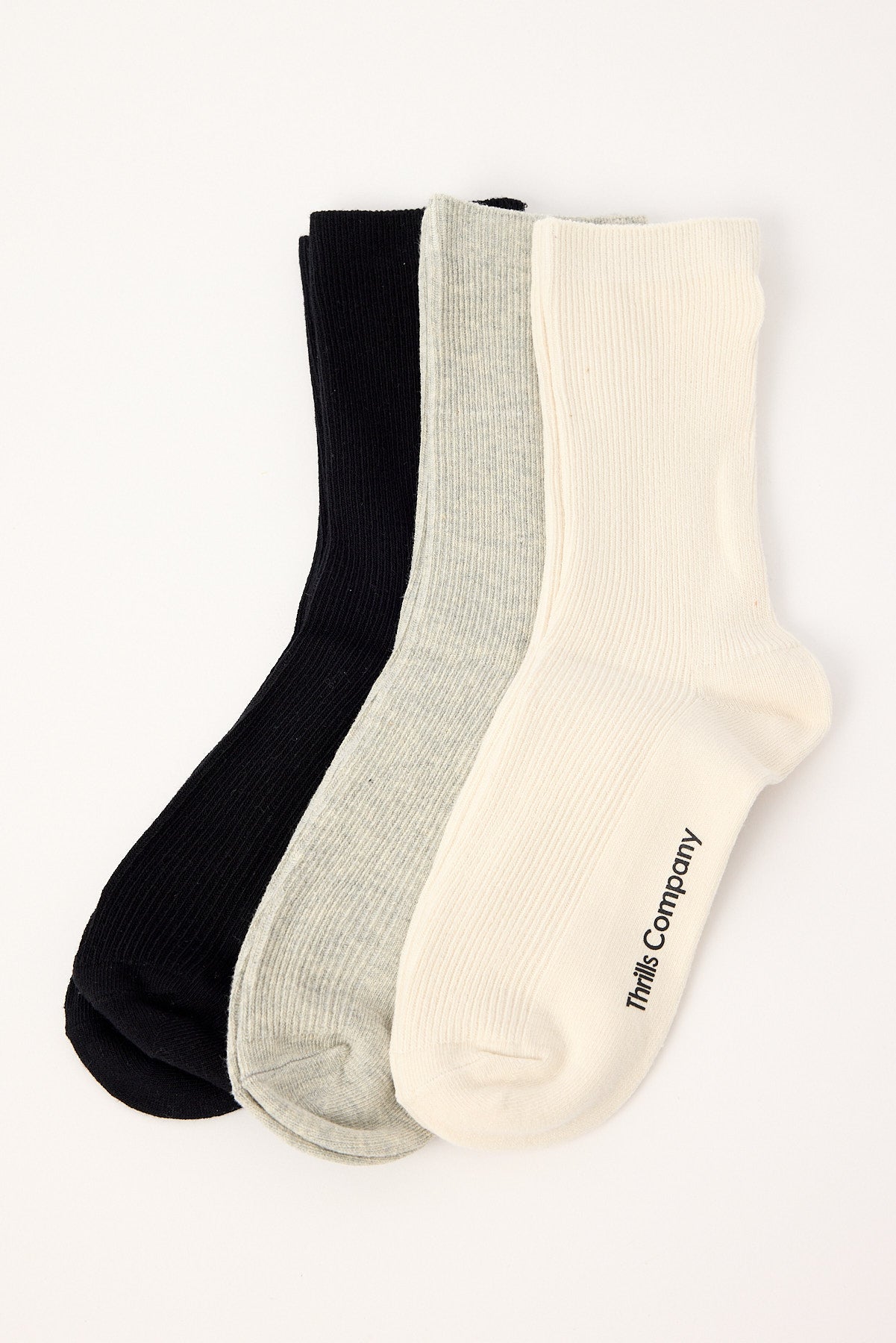 Thrills Foundation 3 Pack Sock Heritage White/Black/Grey Marle