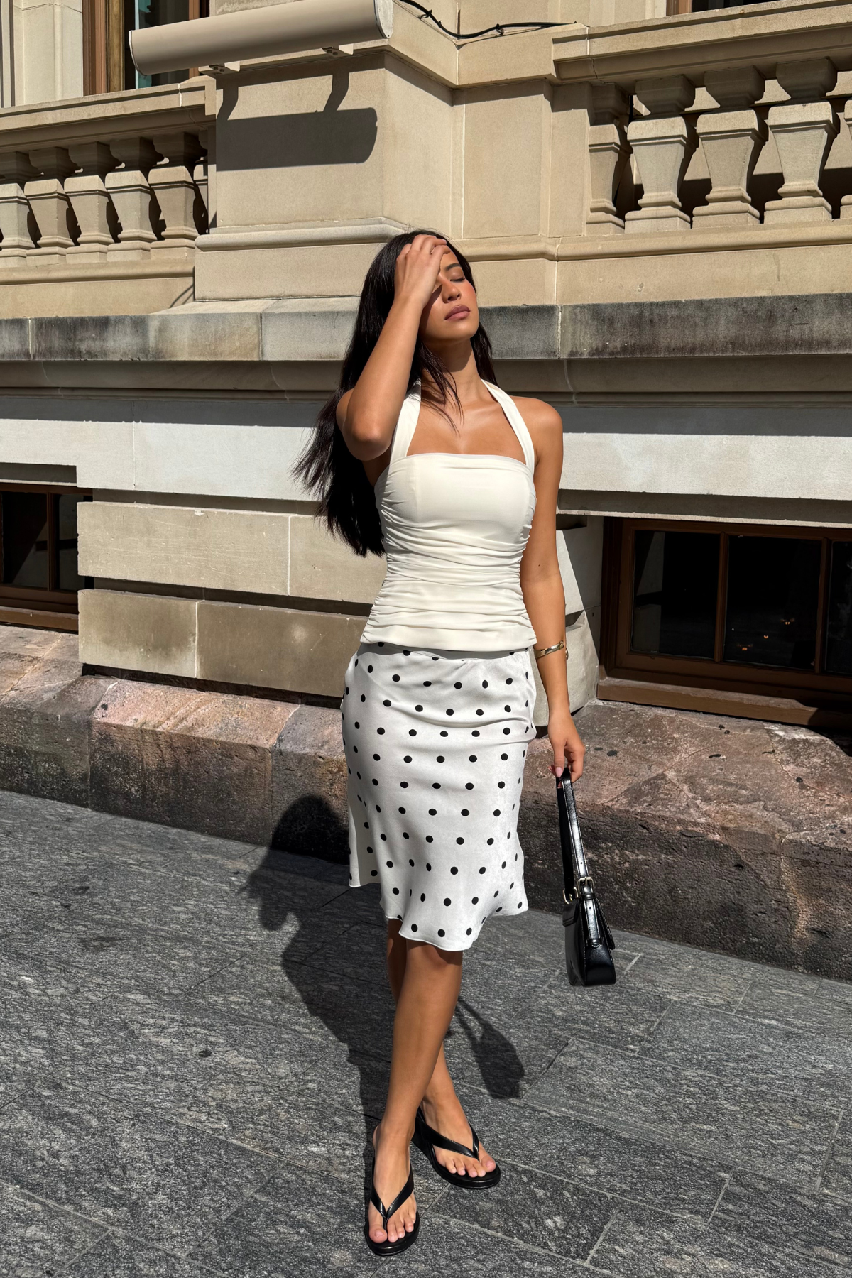 Lioness Shoreline Midi Skirt Cream Polka