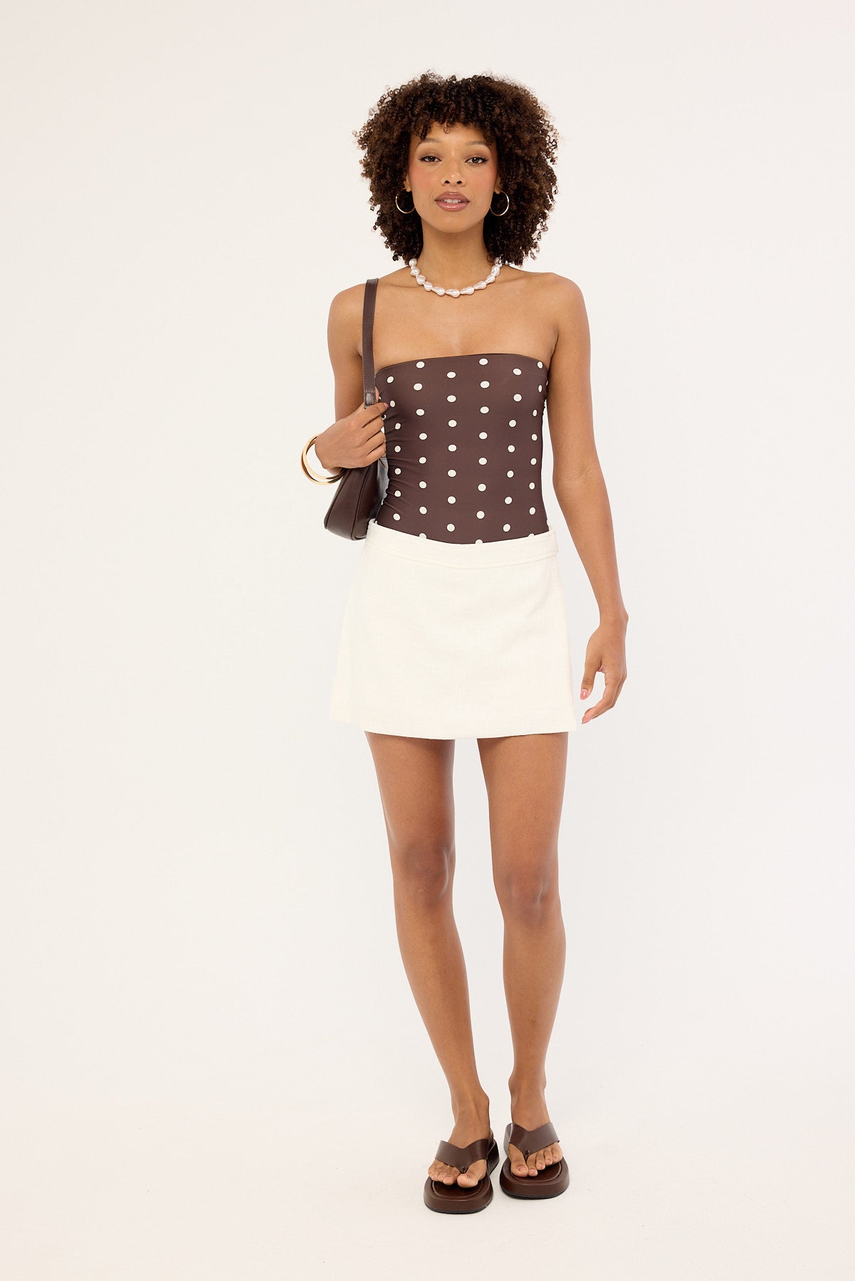 Perfect Stranger Elia Mid Rise Linen Skort White