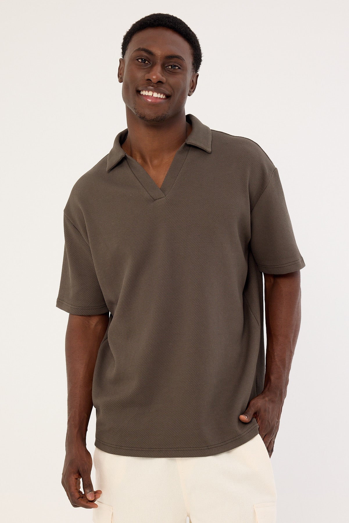 Common Need Alfie Boxy Polo Asphalt