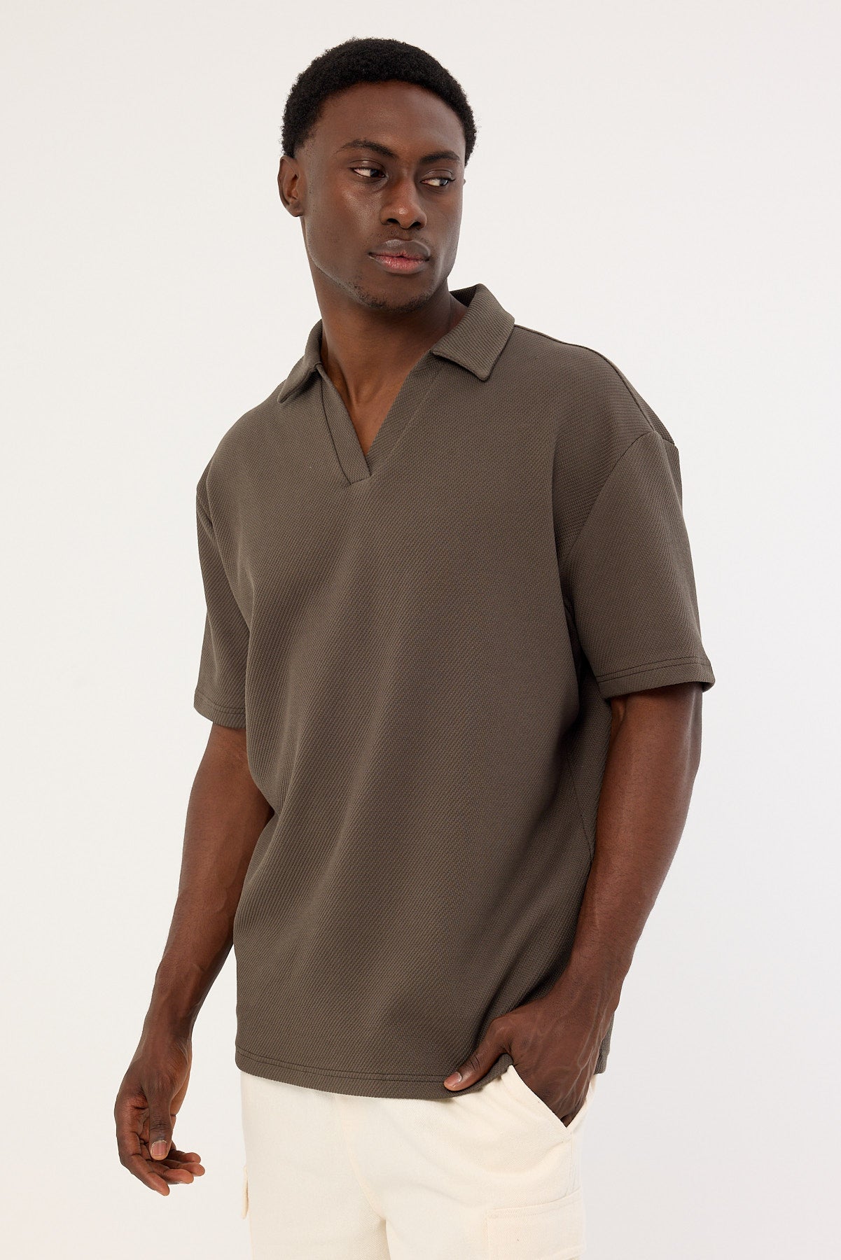 Common Need Alfie Boxy Polo Asphalt
