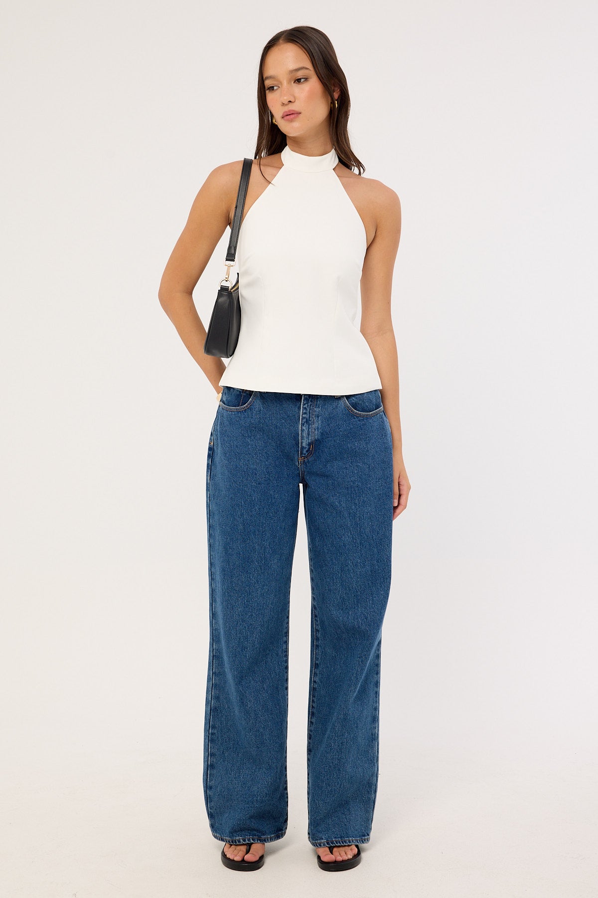 Perfect Stranger Beck Buckle Halter Top Off White