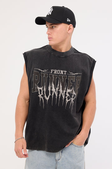 Front Runner Runner Tattoo Muscle Washed Black