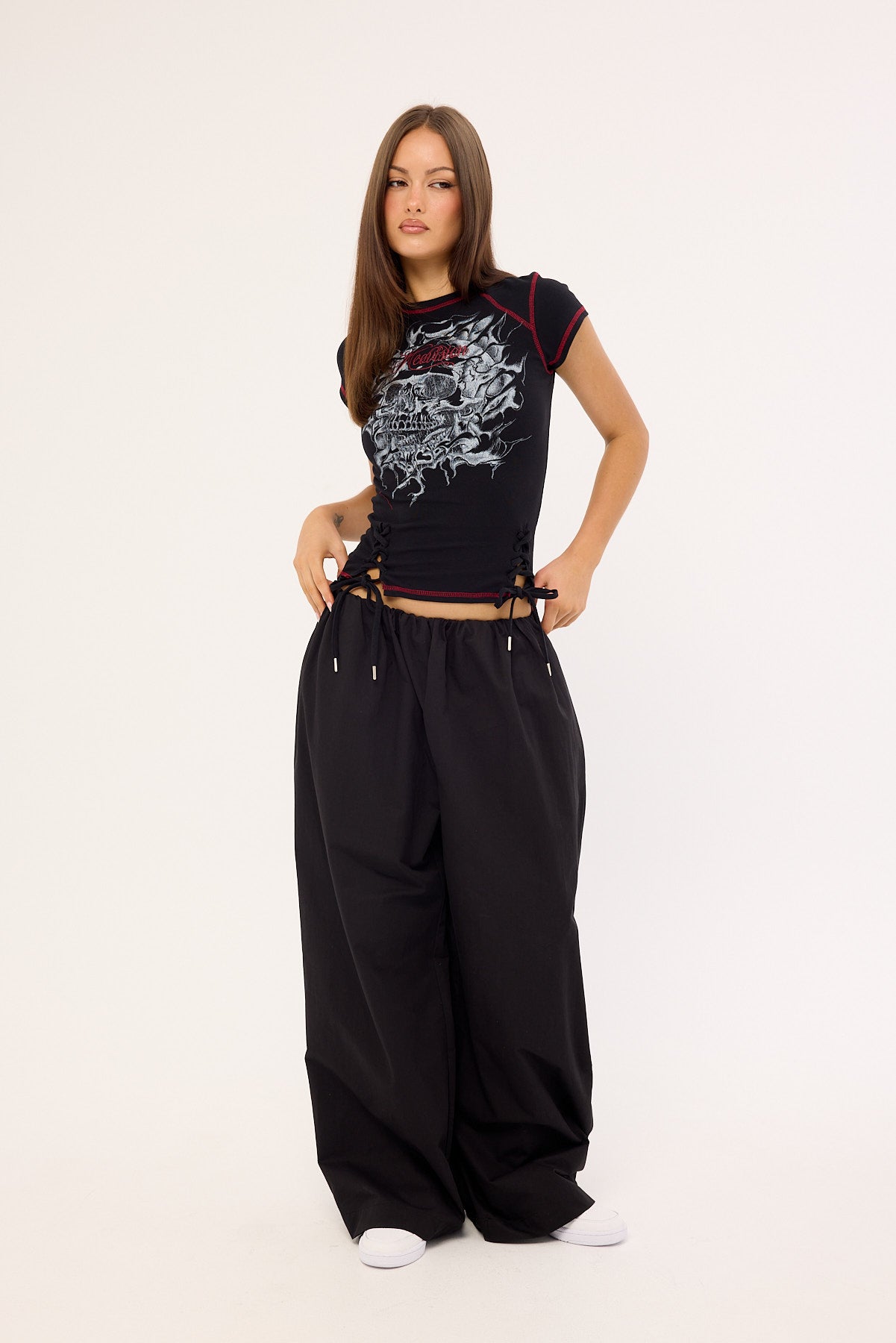 Neovision Tombed Lace Front Baby Tee Black