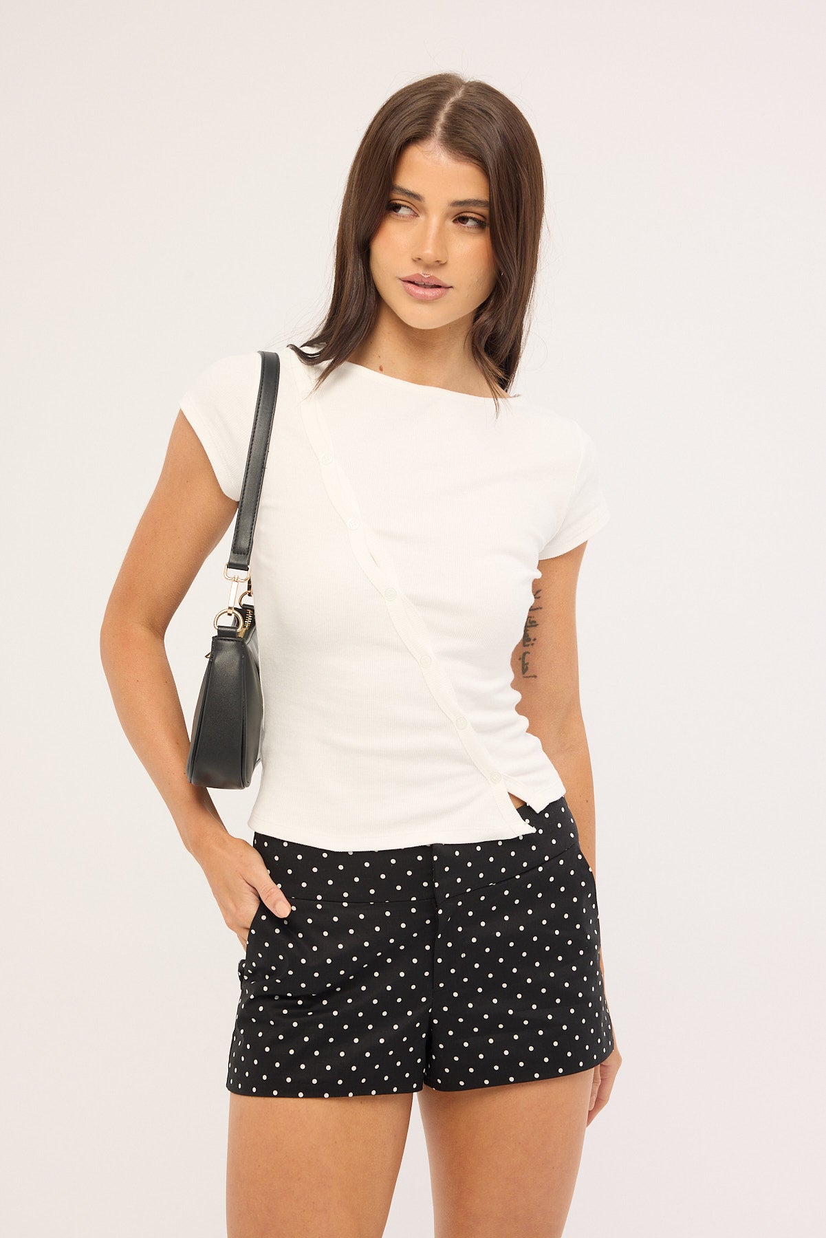 Luck & Trouble Selena Polka Dot Tailored Short Black