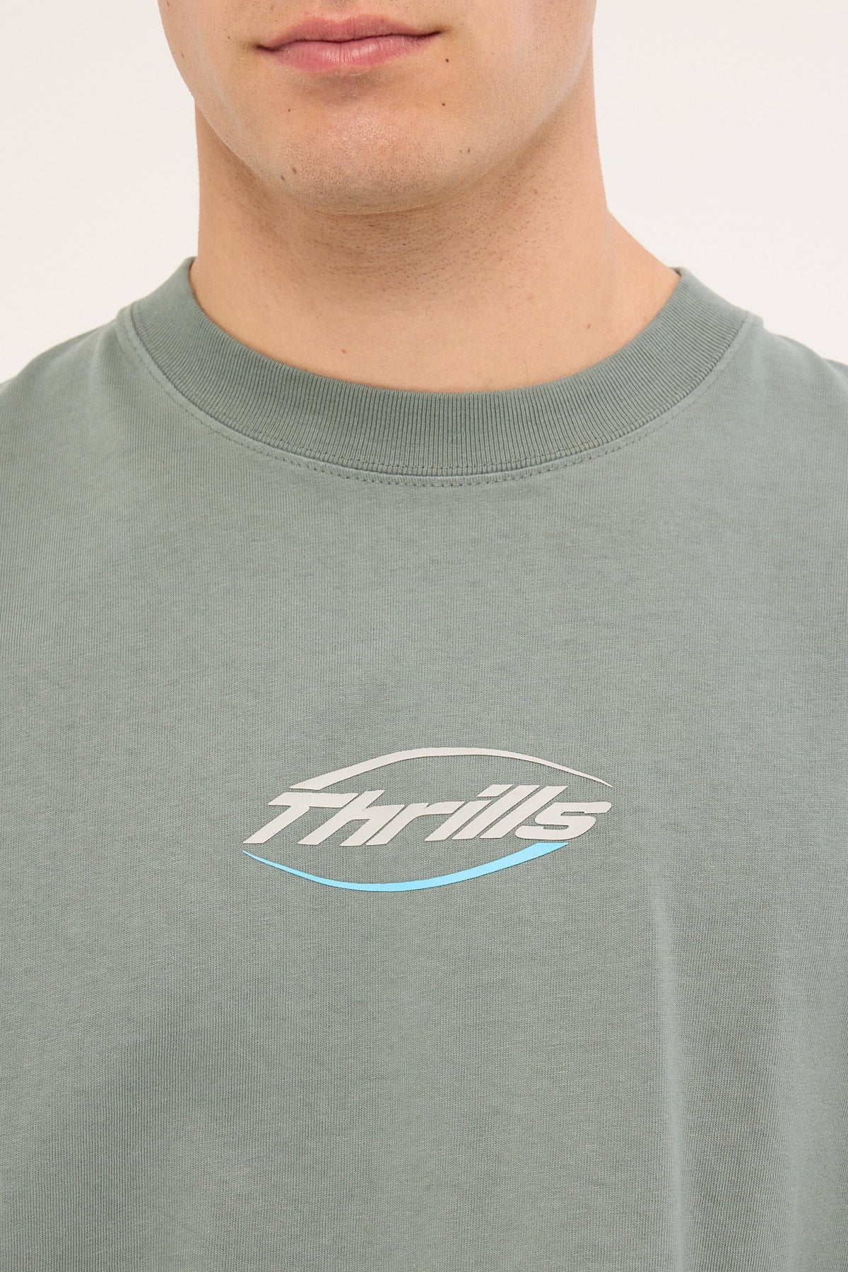 Thrills Fortune Favors Embro Box Fit Oversize Tee Scrubs Green