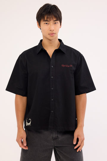 Thrills Box Fit Crop Short Sleeve Shirt Faded Black