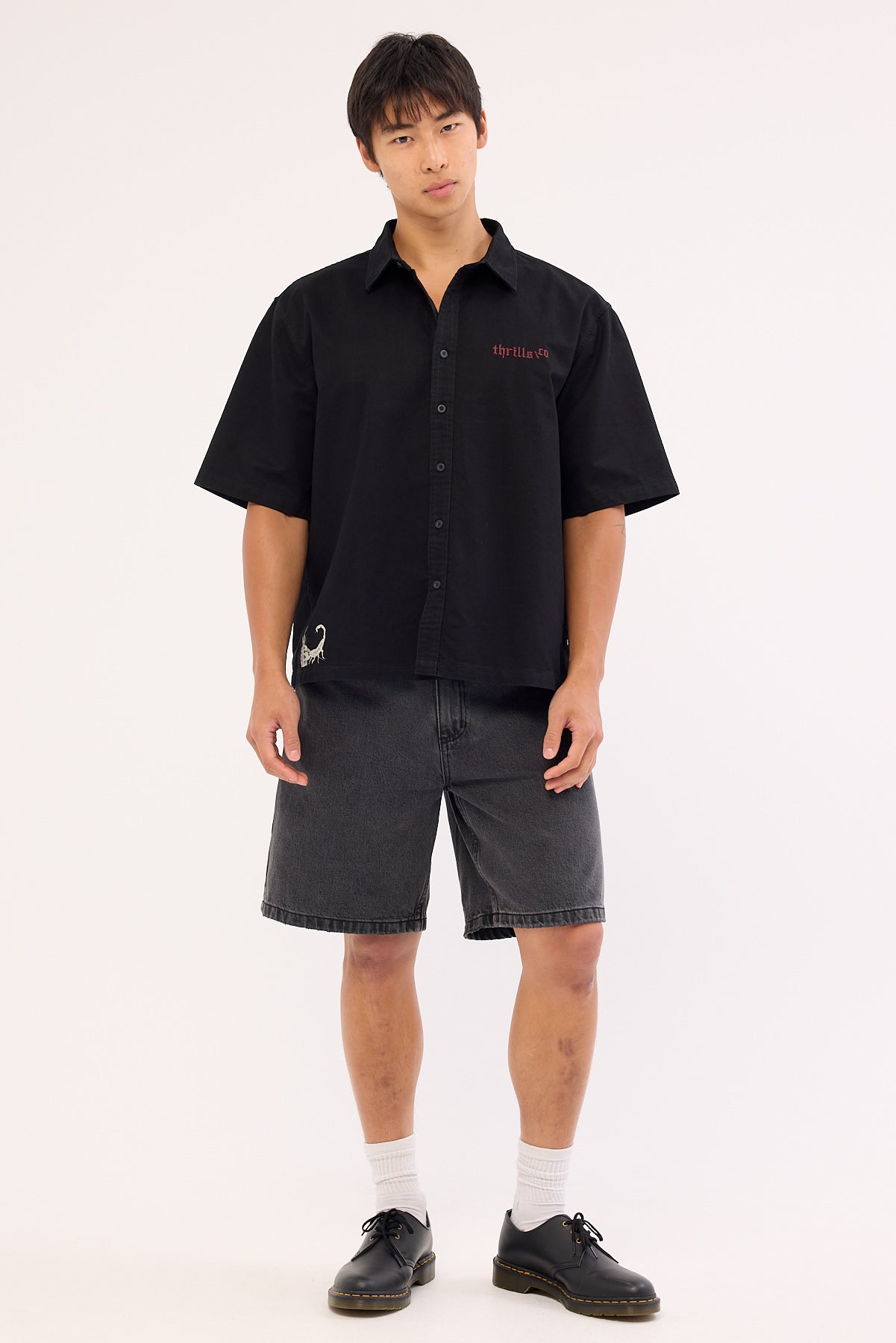 Thrills Box Fit Crop Short Sleeve Shirt Faded Black