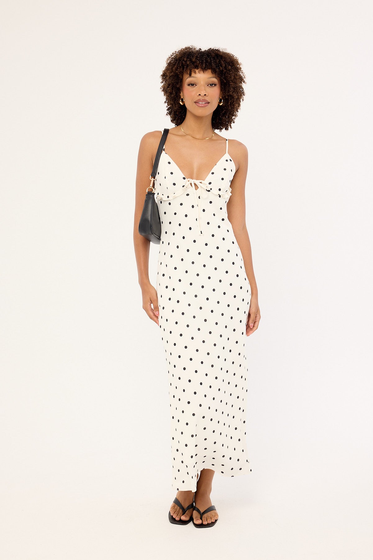 Perfect Stranger Mademoiselle Maxi Dress White Polka Print