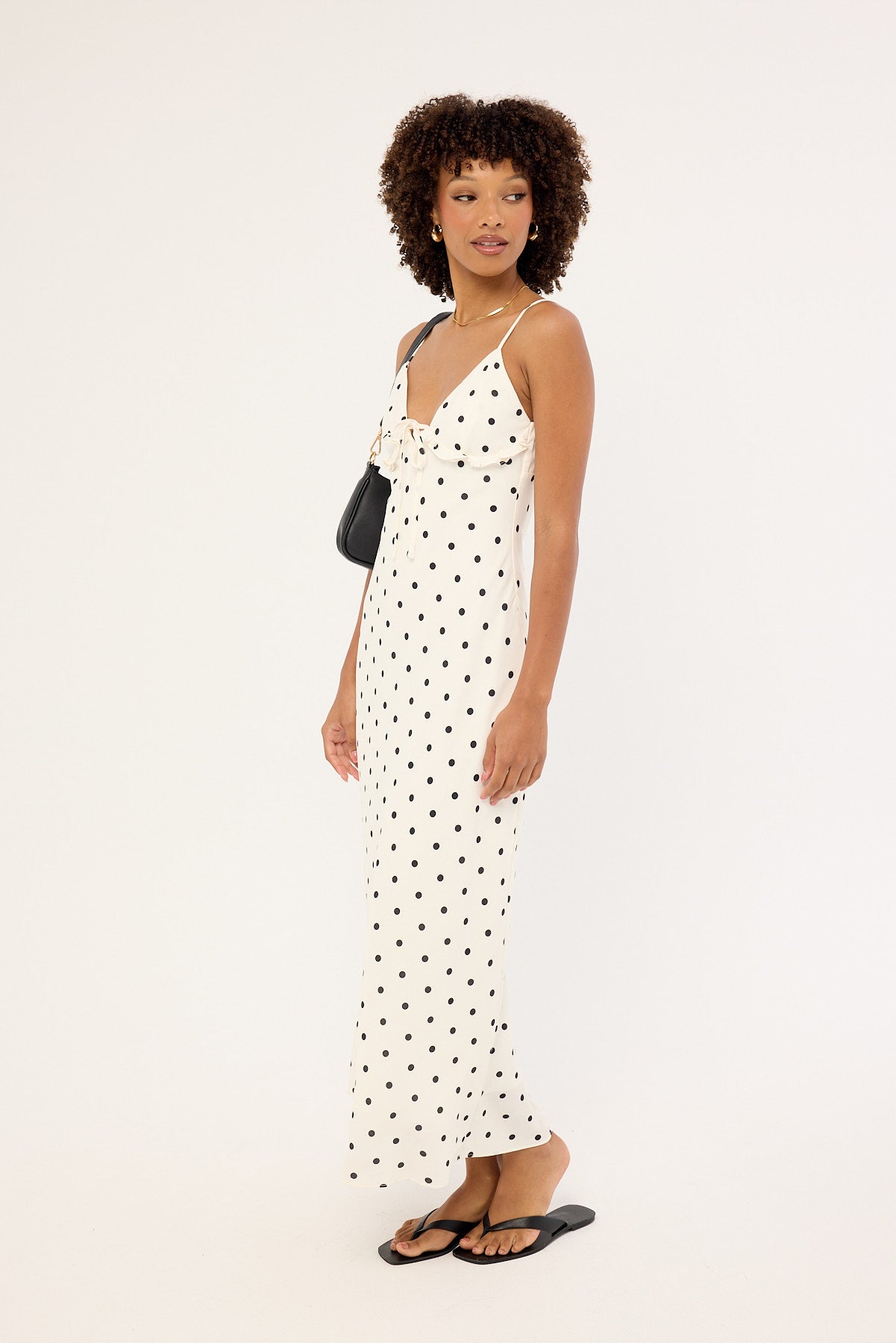 Perfect Stranger Mademoiselle Maxi Dress White Polka Print