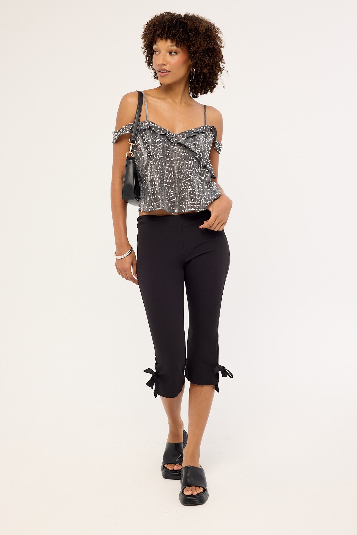 Motel Savira Top Chiffon Sequin Grey