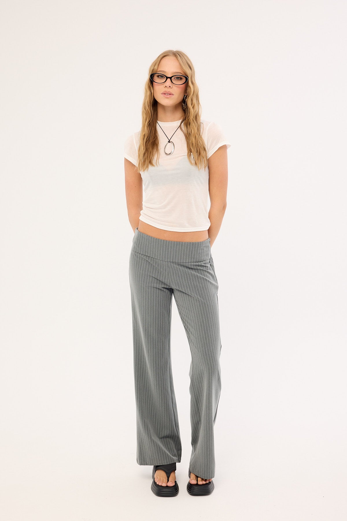 Motel Zolena Trouser Tailoring Pinstripe Grey