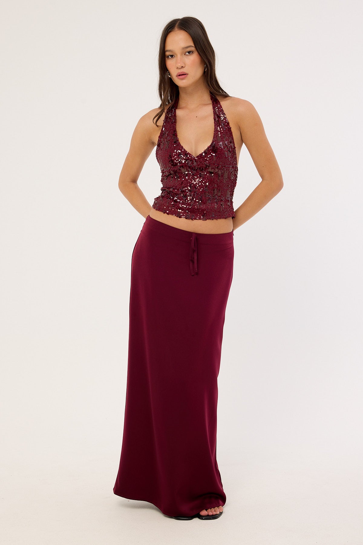 Motel Sarinem Skirt Satin Burgundy