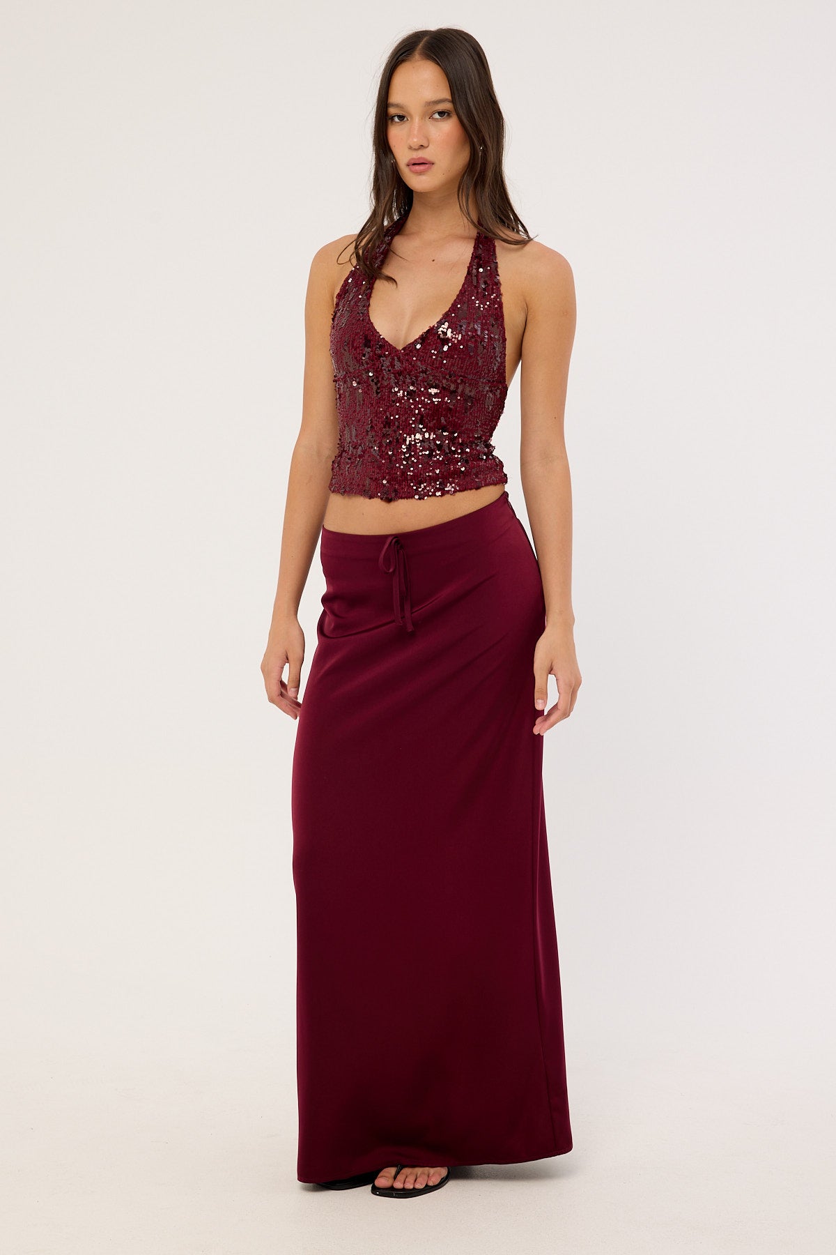 Motel Sarinem Skirt Satin Burgundy