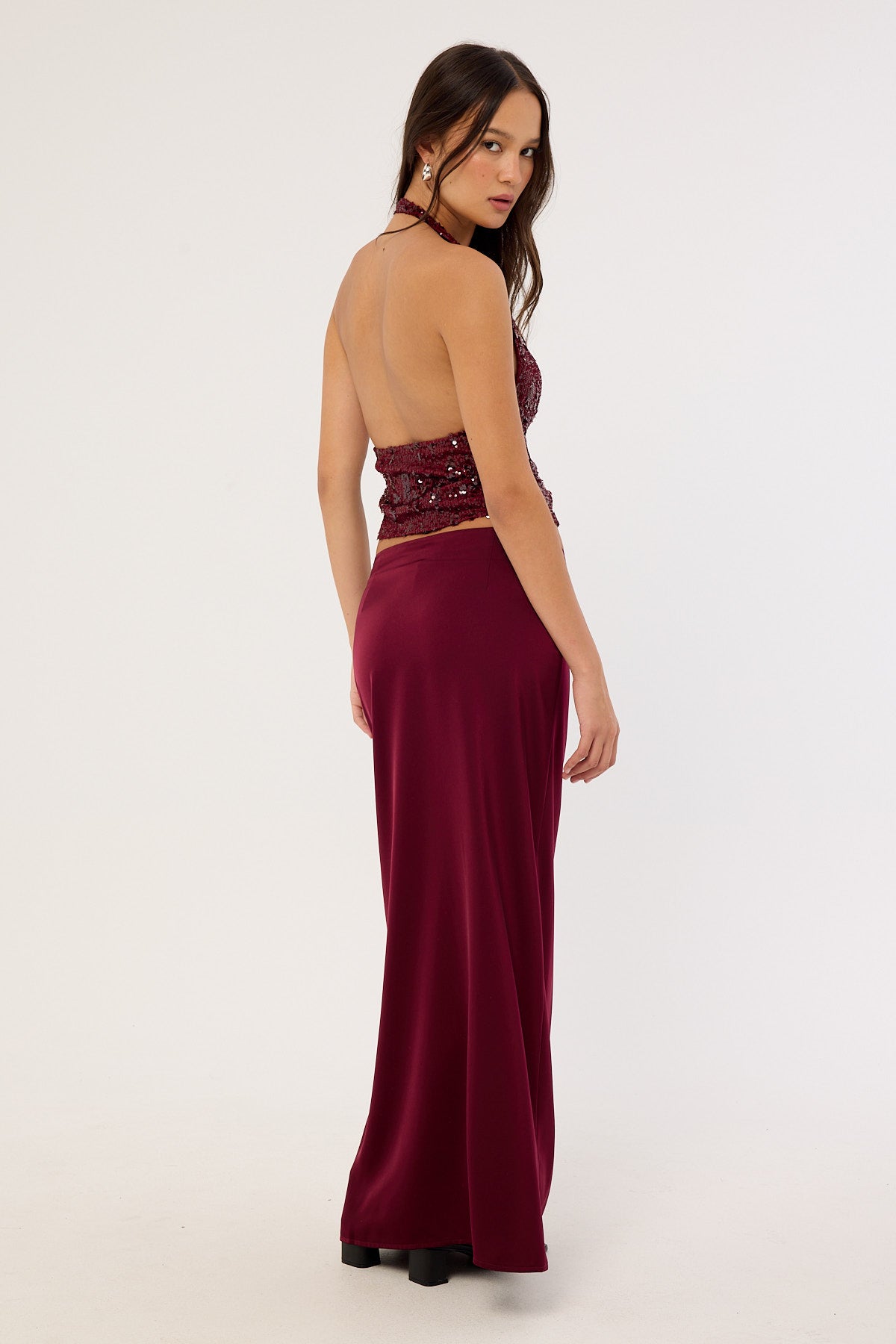 Motel Sarinem Skirt Satin Burgundy