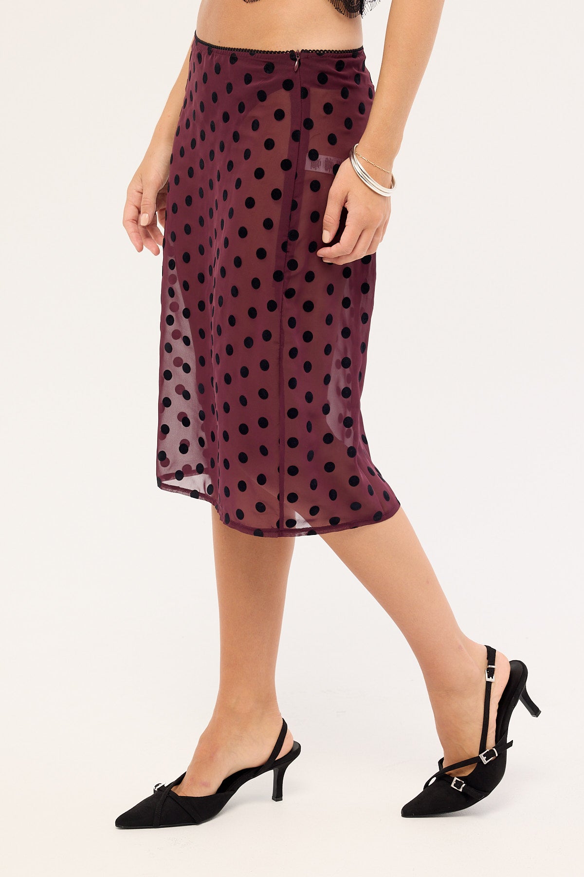 Motel Evani Skirt Vintage Polka Maroon