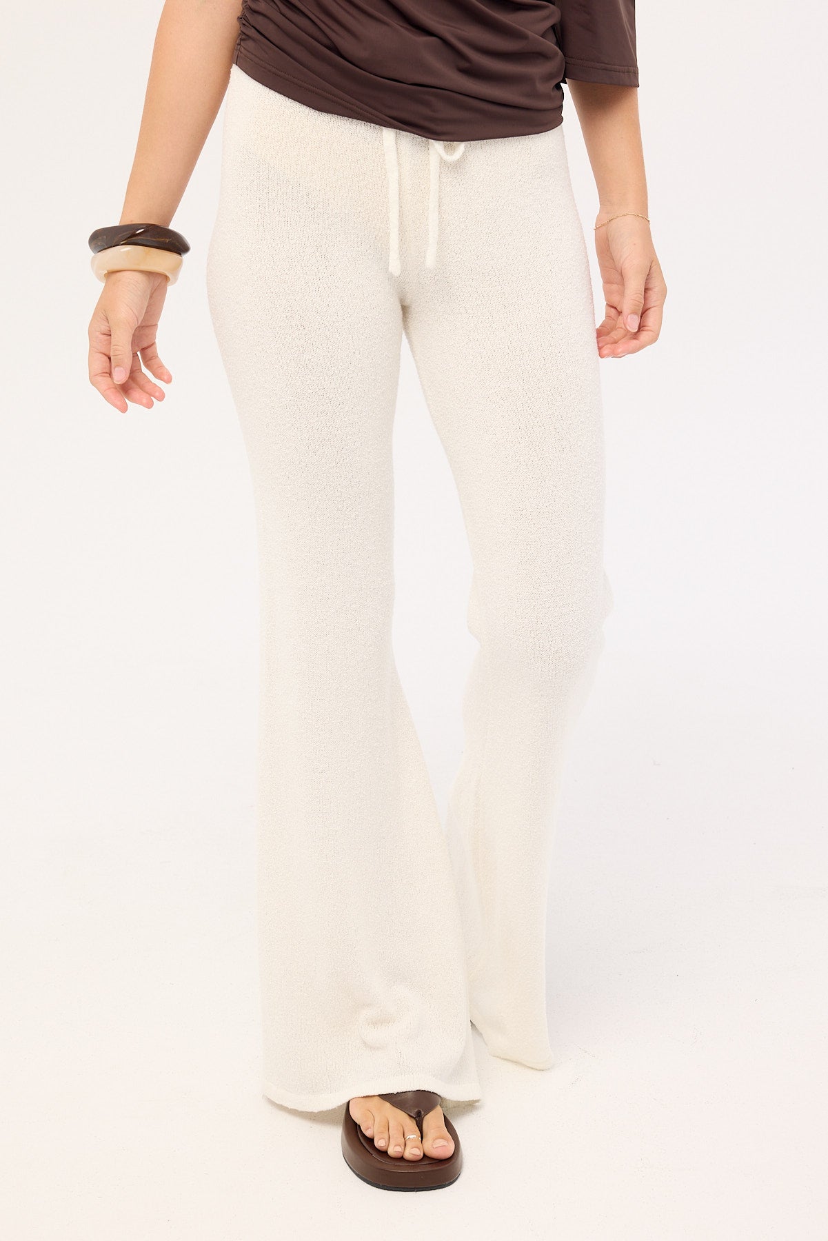 Luck & Trouble Julietta Knit Low Rise Pant White