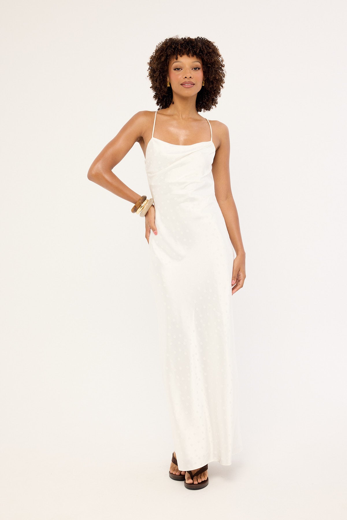 Luck & Trouble Alici Polka Maxi Dress White