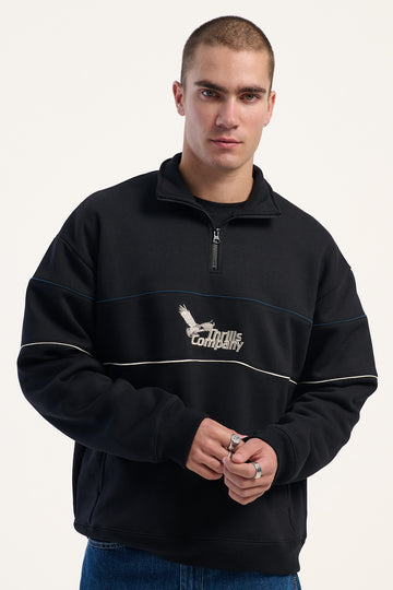Thrills Between Chaos Calm Quarter Zip Fleece Black